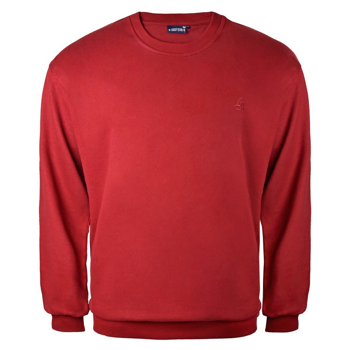 Herren Pullover Lucky Star Sweater Übergrößen Lucky Star Basis Sweatshirt in rot