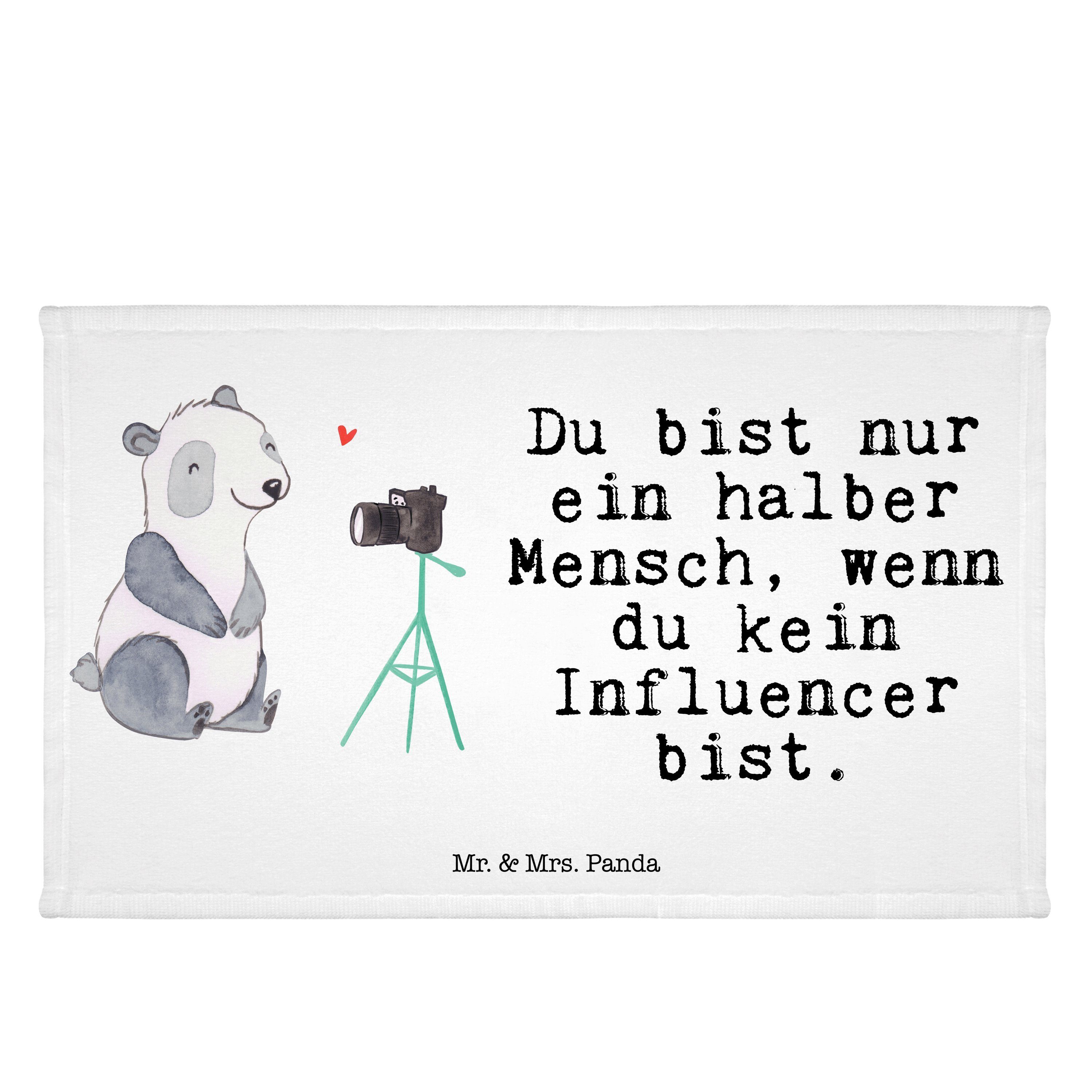 & Weiß (1-St) Panda Handtuch Influencer Handtuch, Arb, Mrs. Geschenk, Gästetuch, mit - Herz Sport - Mr.
