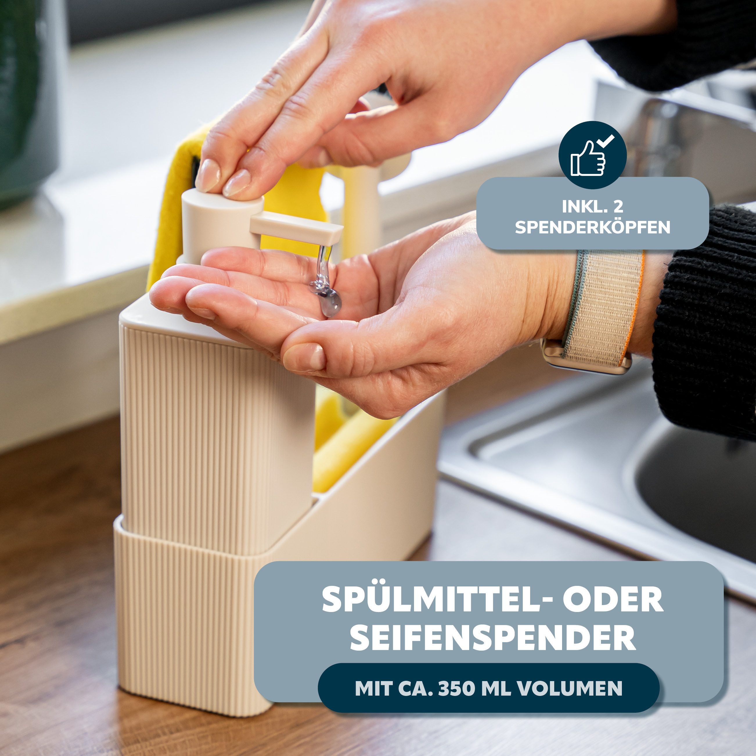 eluno Seifenspender Spülbecken Organizer ca. 20,5 x 22,5 x 6,5 cm (B/H/T) – Bild 4 von 5