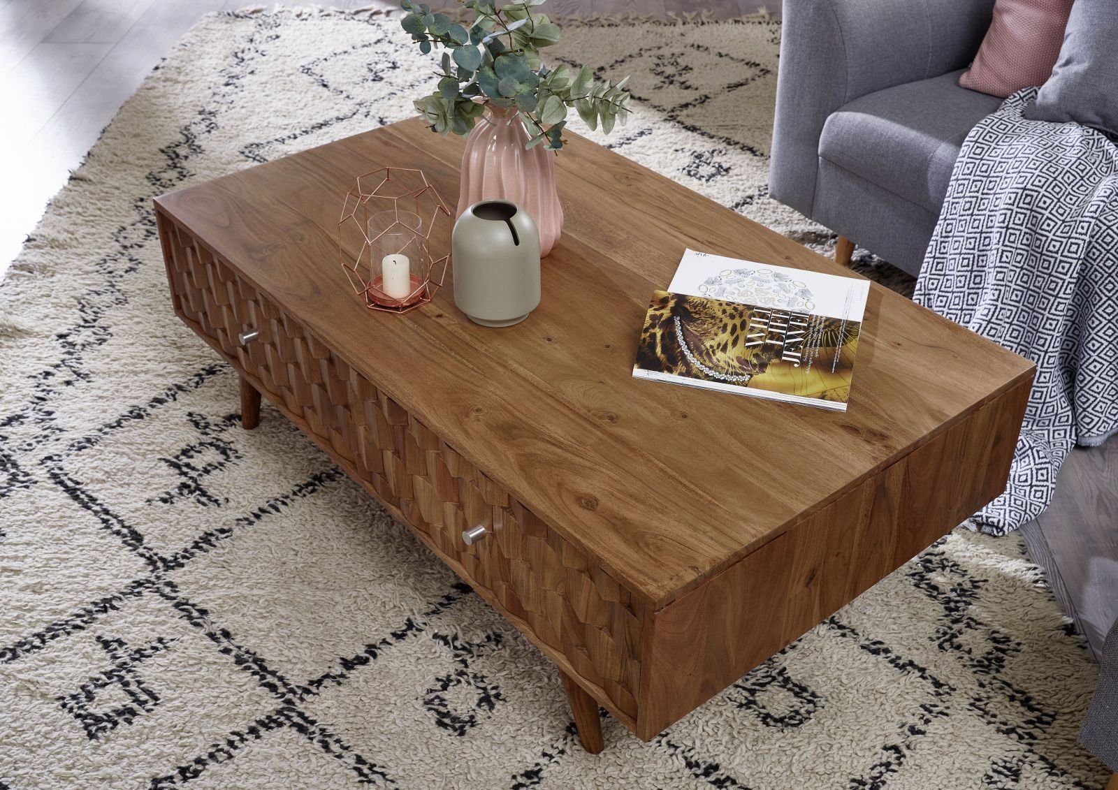 Massivmoebel24 Couchtisch MOSAYK (Massivholz, Massivholztisch), Couchtisch günstig online kaufen