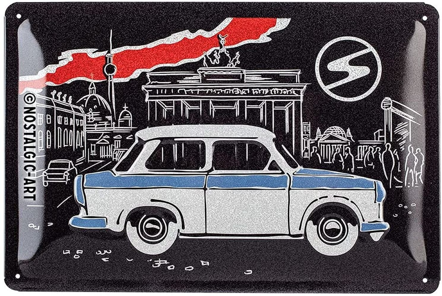 Nostalgic-Art Metallschild Blechschild 20 x 30cm - Berlin - Trabant - Berlin Black