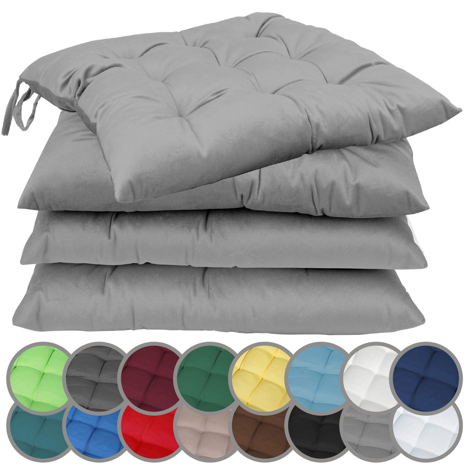 NatureMark Sitzkissen 4er-Set Stuhlkissen 40x40cm mit Bändern, Sitzpolster günstig online kaufen