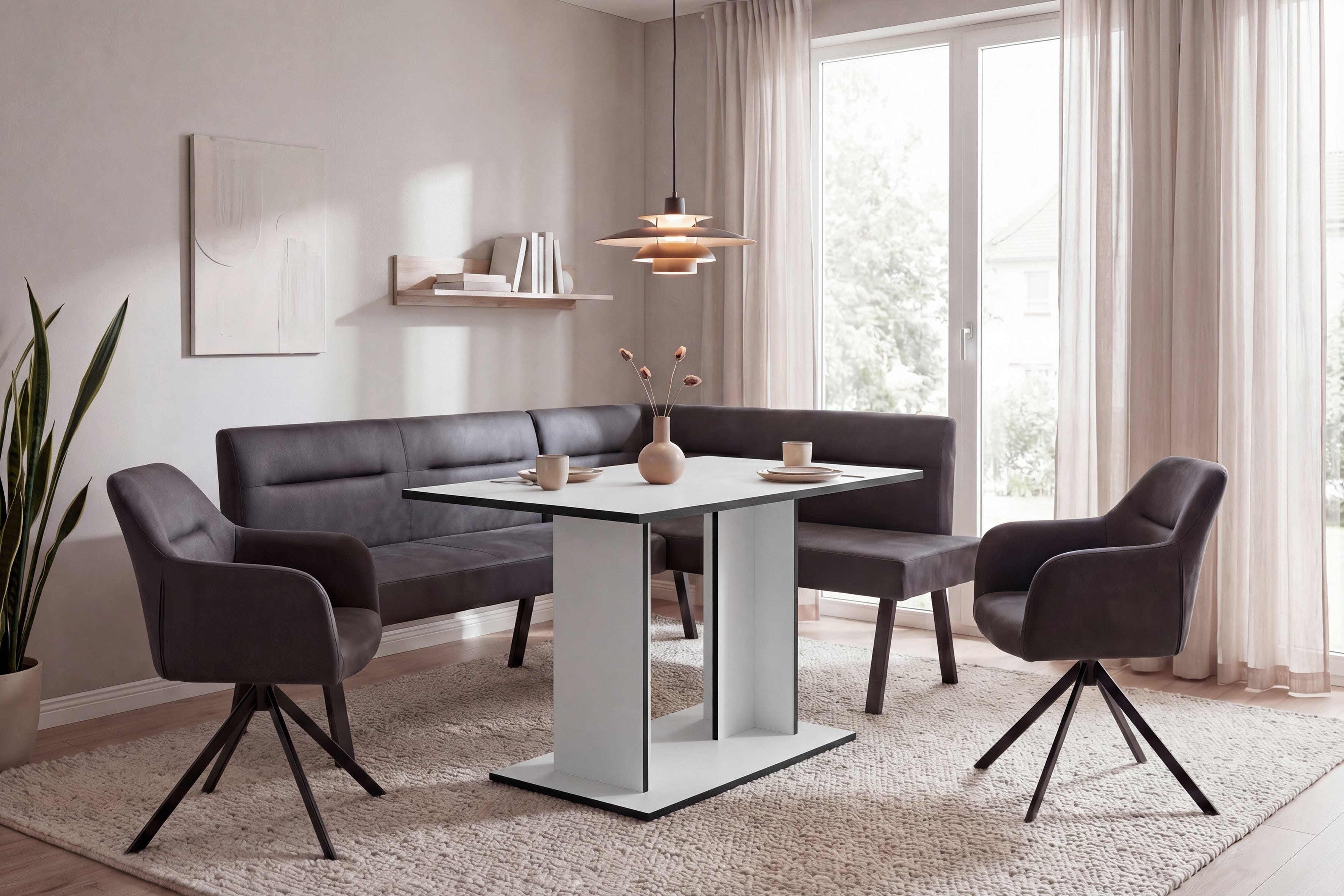 byLIVING Esstisch TOM, Artisan Eiche oder Weiß, 100 kg, 4 Sitzplätze, Säule: 25 x 56,6 cm