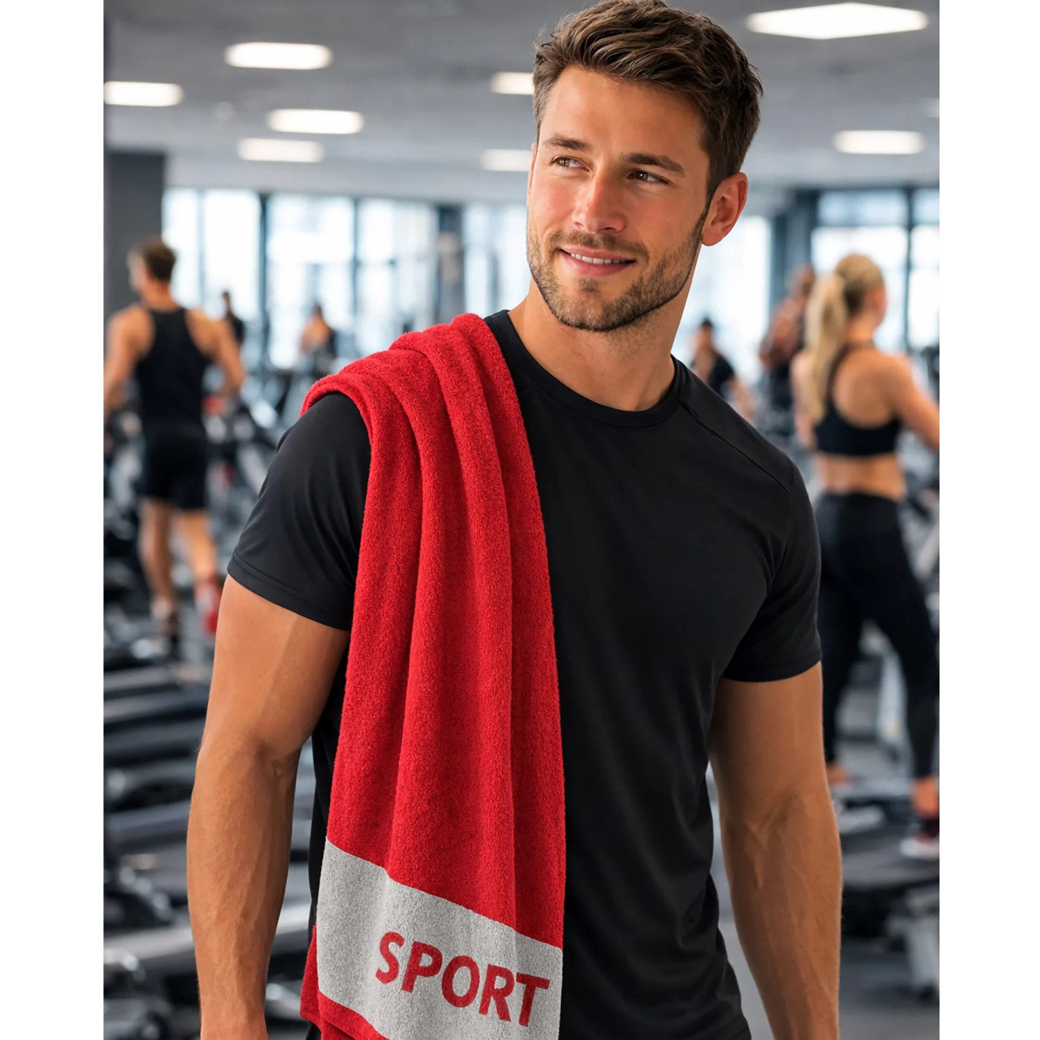 Cawö Handtuch Cawö Fitness & Gym Handtuch 6290 Farbe 72 red Sport 50x130, Walkfrottier, 100% Baumwolle