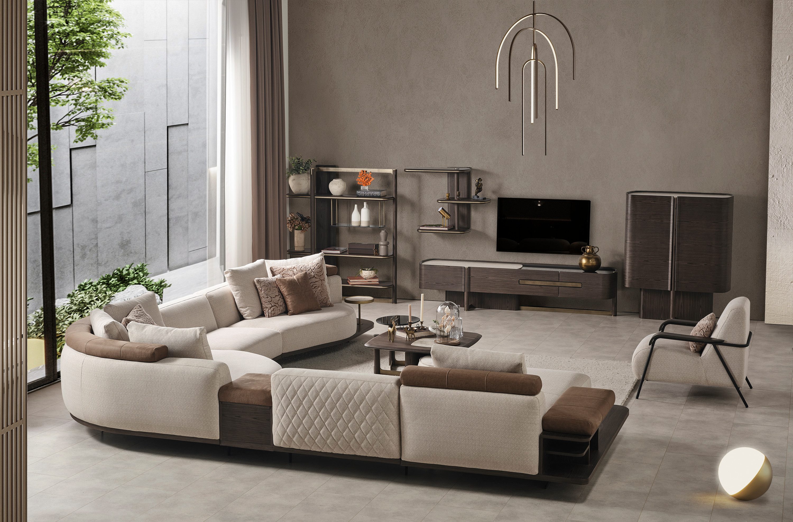 Ertex Ecksofa Ertex Ecksofa West – 6-teiliges Modulares Luxussofa mit Soundsystem, 6 Teile