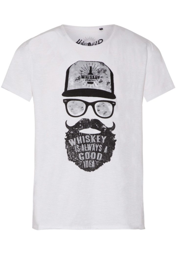 Hangowear Whiskyglas Shirt Herren - WHISKEY HIPSTER - weiß