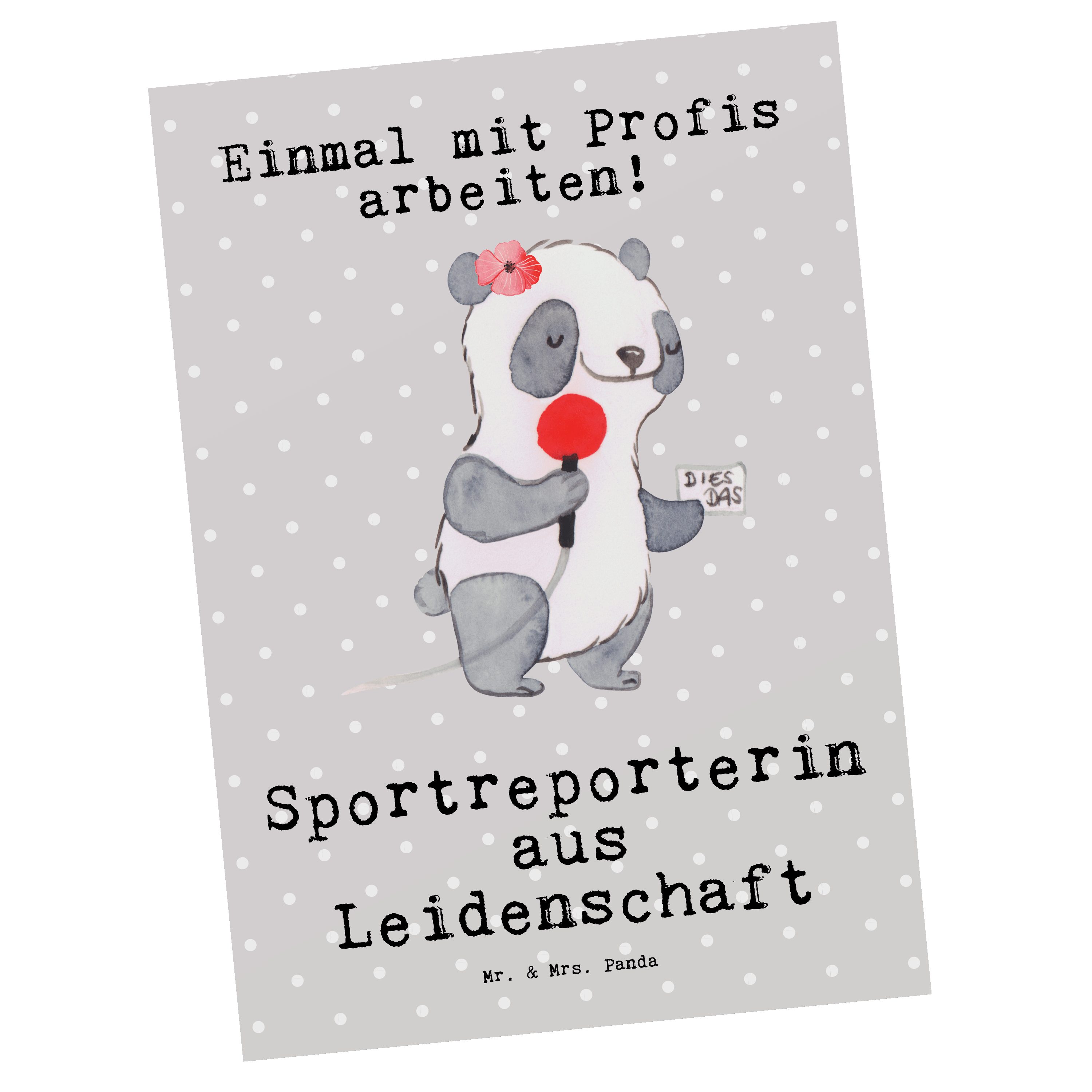 aus Leidenschaft Geschenk, Panda Sportreporterin Grau & Postkarte Pastell Mrs. Kollegin Mr. - -