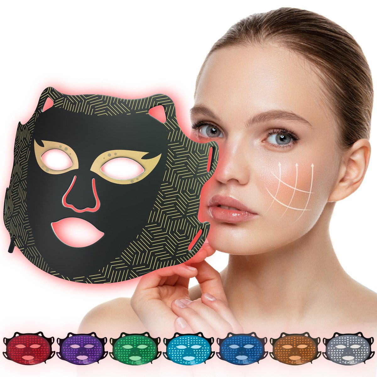 FOSMET Dermaroller 7 Farben LED Gesichtsmaske mit rotem Licht – Hautpflege Zuhause, Für das Gesicht, LED-Maske mit 270 LEDs – Lichtpflege, Anti-Aging & Hautpflege