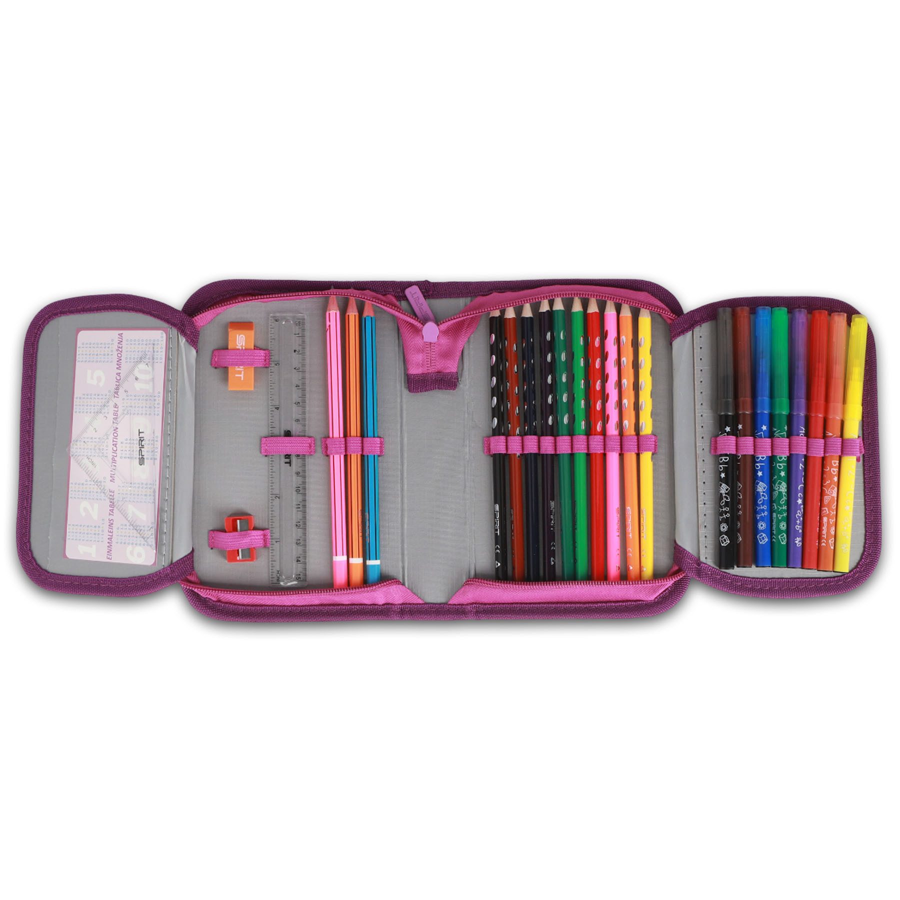 Spirit Federmäppchen SPIRIT Schüler Etui 28 teilig 1-Zipper Mäppchen ABS FLOWERS – Bild 3 von 3