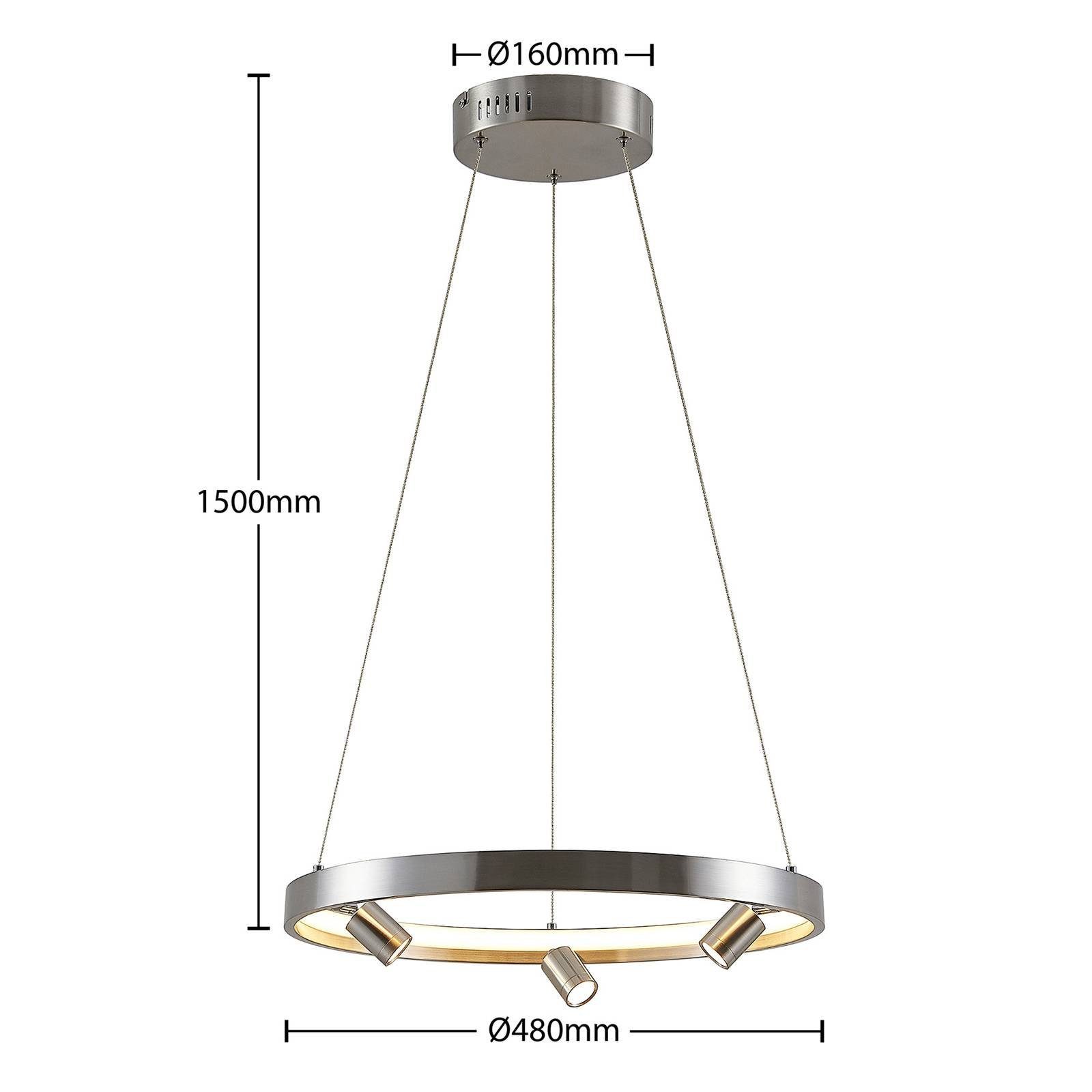 4 Modern, Lucande Leuchtmittel nickel LED-Hängeleuchte satin, verbaut, inkl. Paliva, flammig, Eisen, dimmbar, LED-Leuchtmittel warmweiß, fest