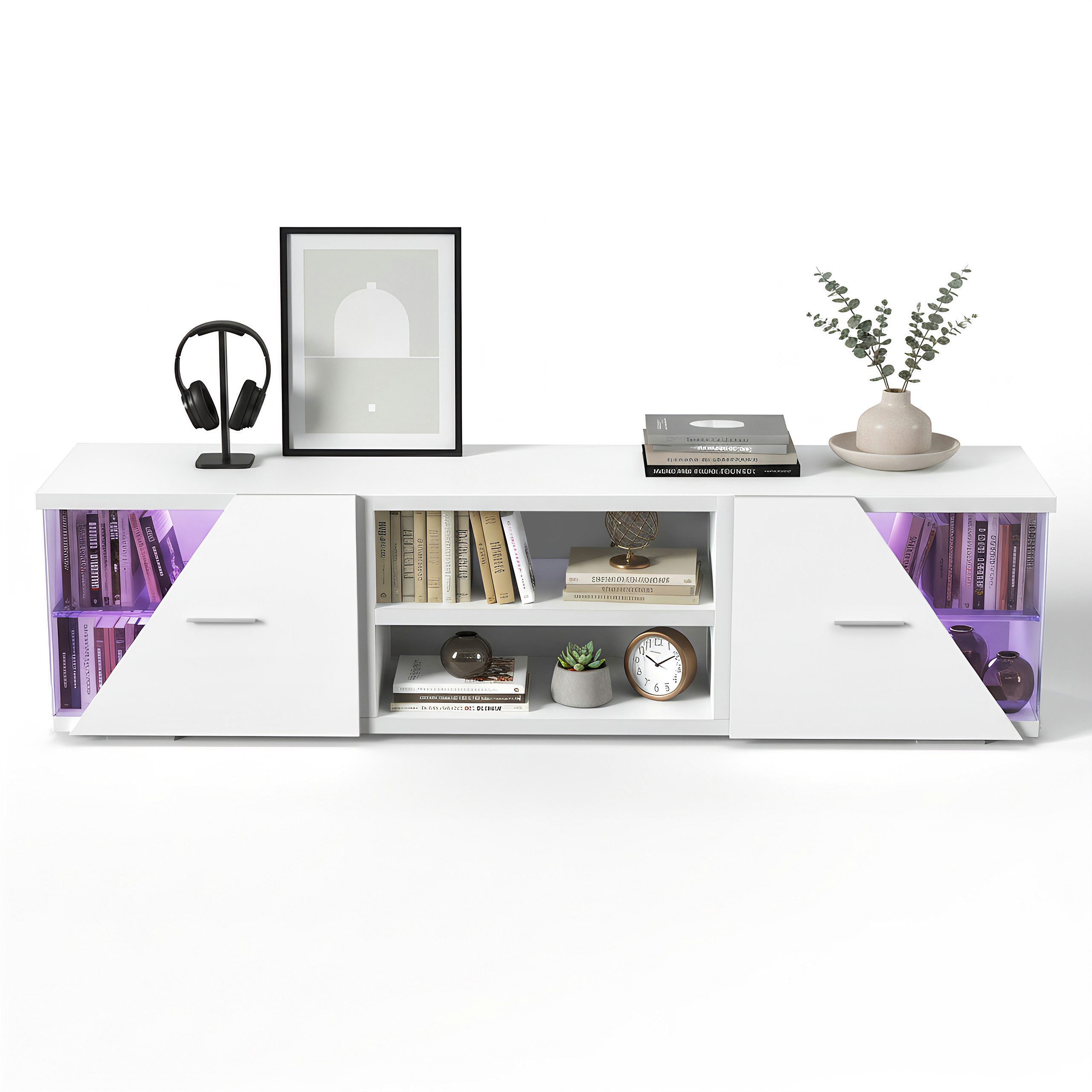 oyajia Lowboard LED TV-Schrank (mit LED-Beleuchtung, stehend Lowboard, 150cm), für Fernseher bis 55 Zoll