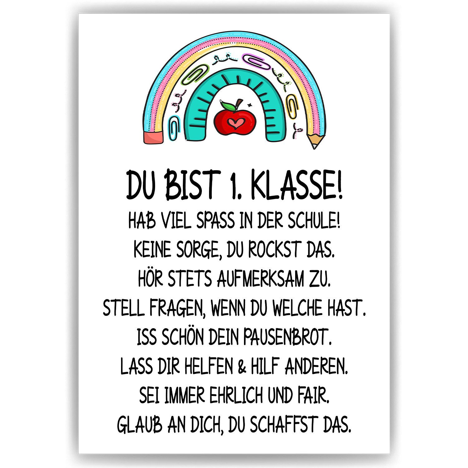 Tigerlino Poster Affirmationsposter Geschenk zum Schulanfang Einschulung Mutmacher
