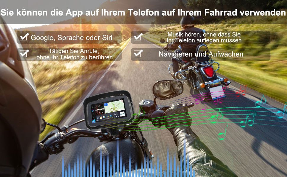 GABITECH 5 Zoll GPS Navigationsgerät Navi Für Motorrad. Carplay Android Auto Motorrad-Navigationsgerät (Touchscreen und Dual-Bluetooth. Wasserdichtes)