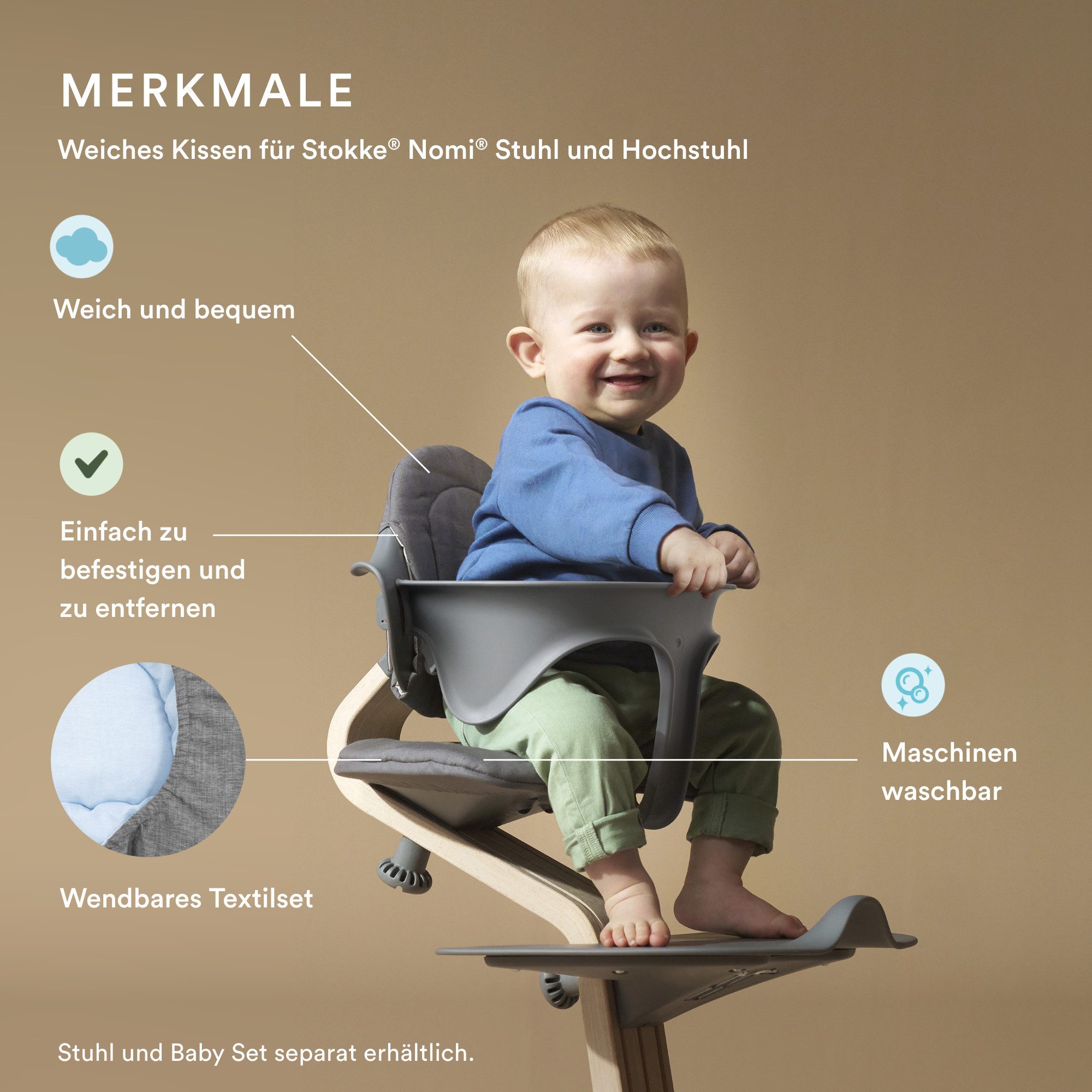Stokke Hochstuhlauflage Nomi® Kissen, Weiches Kissen für Stokke® Nomi® Stuh günstig online kaufen