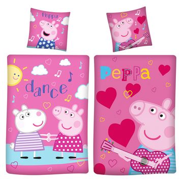 Kinderbettwäsche Peppa Wutz Pig Dance Bettwäsche Linon / Renforcé, BERONAGE, 100% Baumwolle, 2 teilig, 135x200 + 80x80 cm