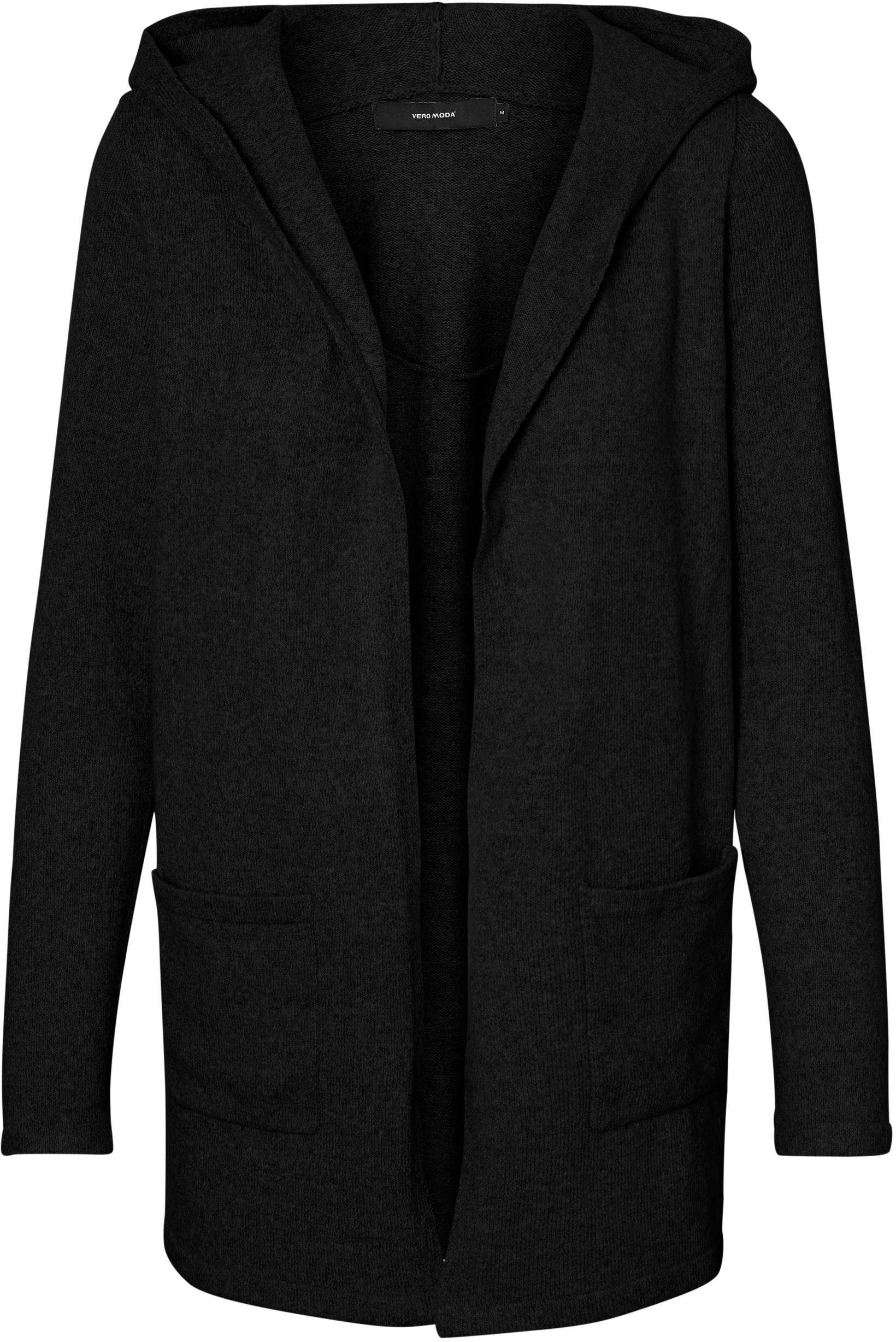 Vero Moda Strickjacke VMDOFFY NOOS OPEN HOOD black CARDIGAN melange GA LS