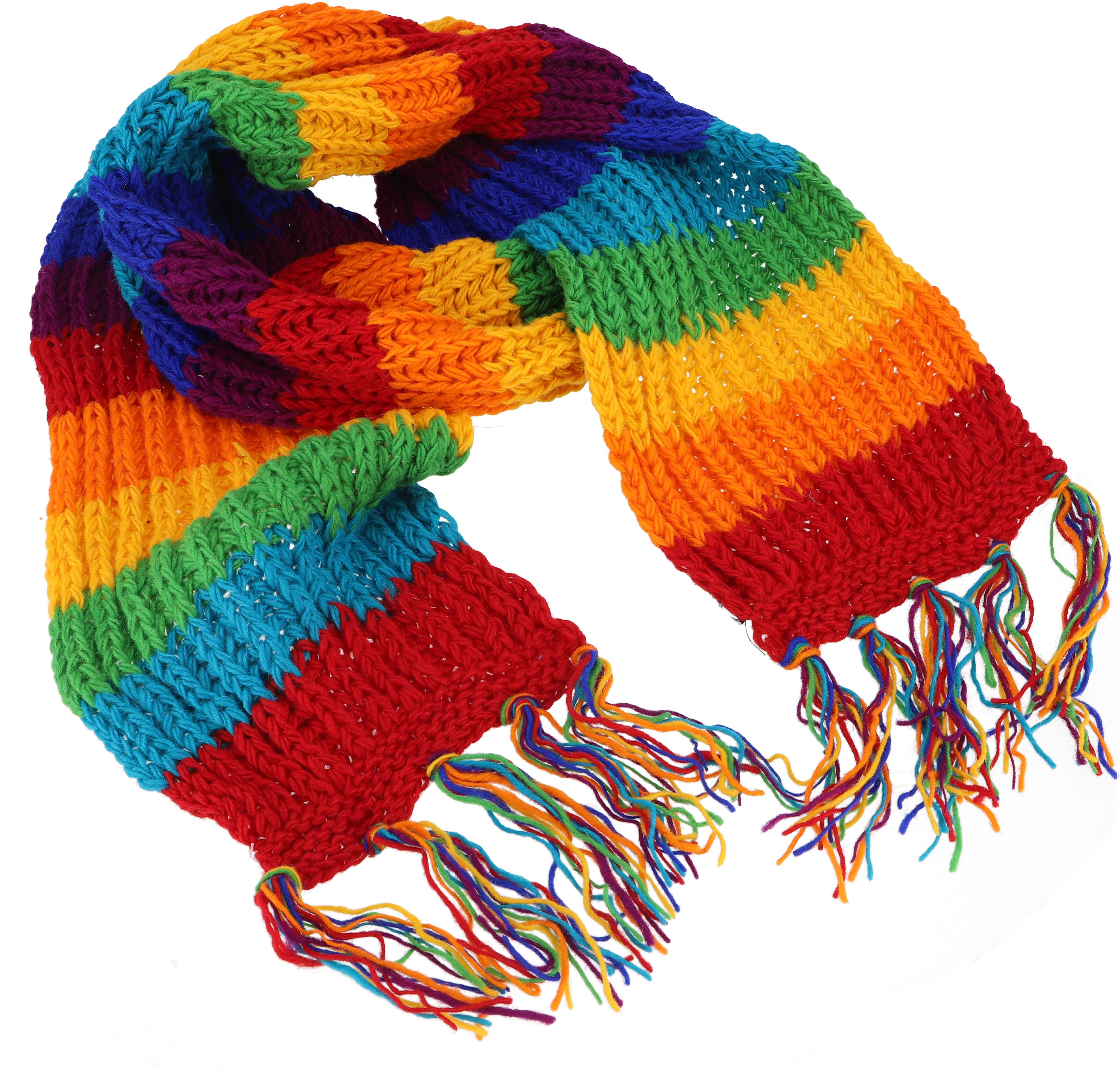 Guru-Shop Halstuch Handgestrickter Schal aus Schurwolle, bunter.. günstig online kaufen