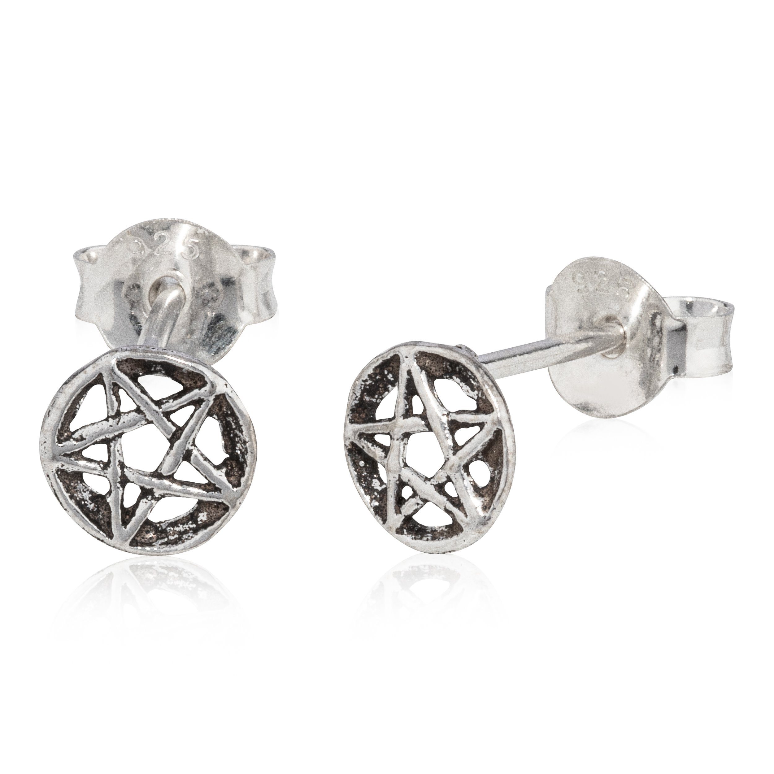 NKlaus Ohrstecker Antik 925 Pentagramm Paar Ohrring Oxidiert Silber Paar
