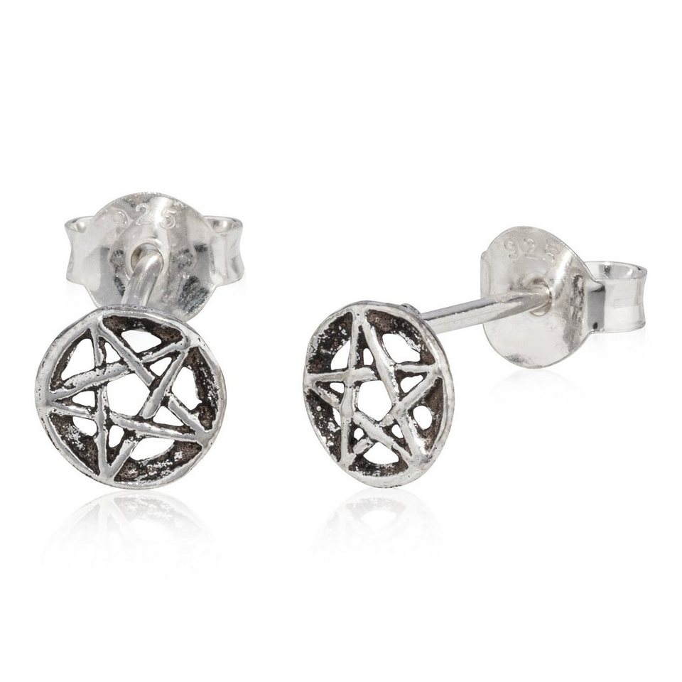 Ohrstecker Silber 925 Oxidiert NKlaus Antik Paar Paar Ohrring Pentagramm