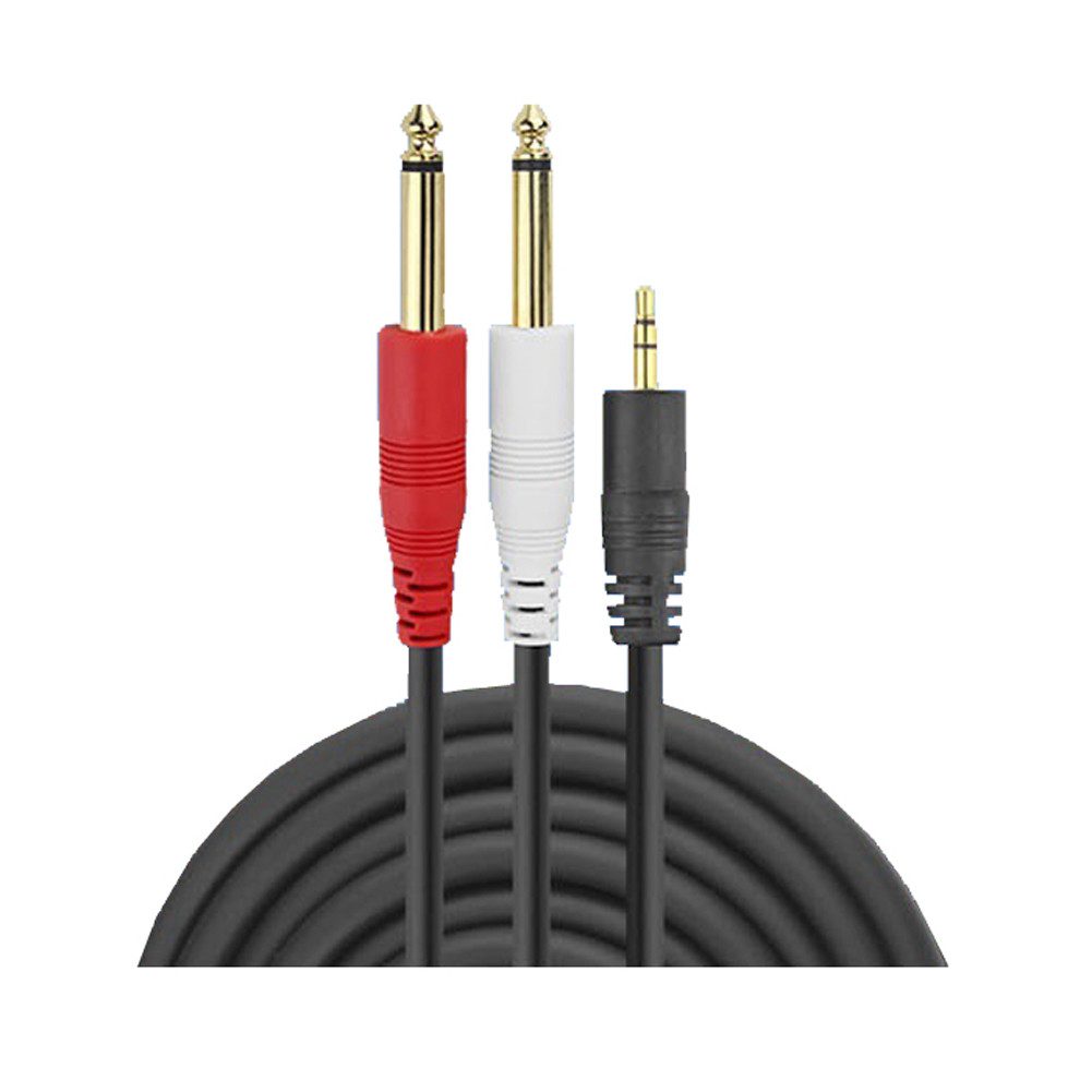 Bolwins G61 3,5mm Klinke stereo auf 2x 6,35mm Klinke mono Audio Splitter Kabel Audio-Kabel, 3,5 mm Stereo Klinkenstecker, 2× 6,35 mm Stereo Klinkenstecker (vergoldet) (150 cm), Vergoldete Klinkenstecker, Stereo-Audioübertragung