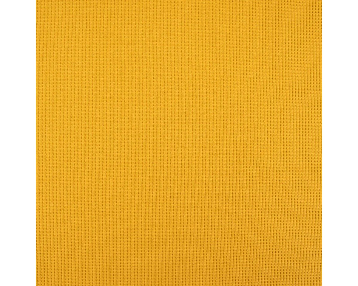 Thumbnail - SCHÖNER LEBEN. Stoff Organic Bio Waffeljersey Waffelstrick einfarbig senfgelb 1,45m Breite, allergikergeeignet