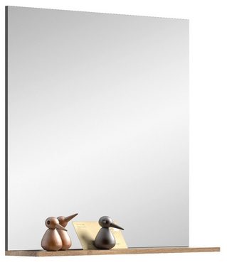 furnling Garderobenspiegel Moskau, 90 x 84 x 16 cm, mit Ablagen in Eicheoptik, Spiegel Garderobe