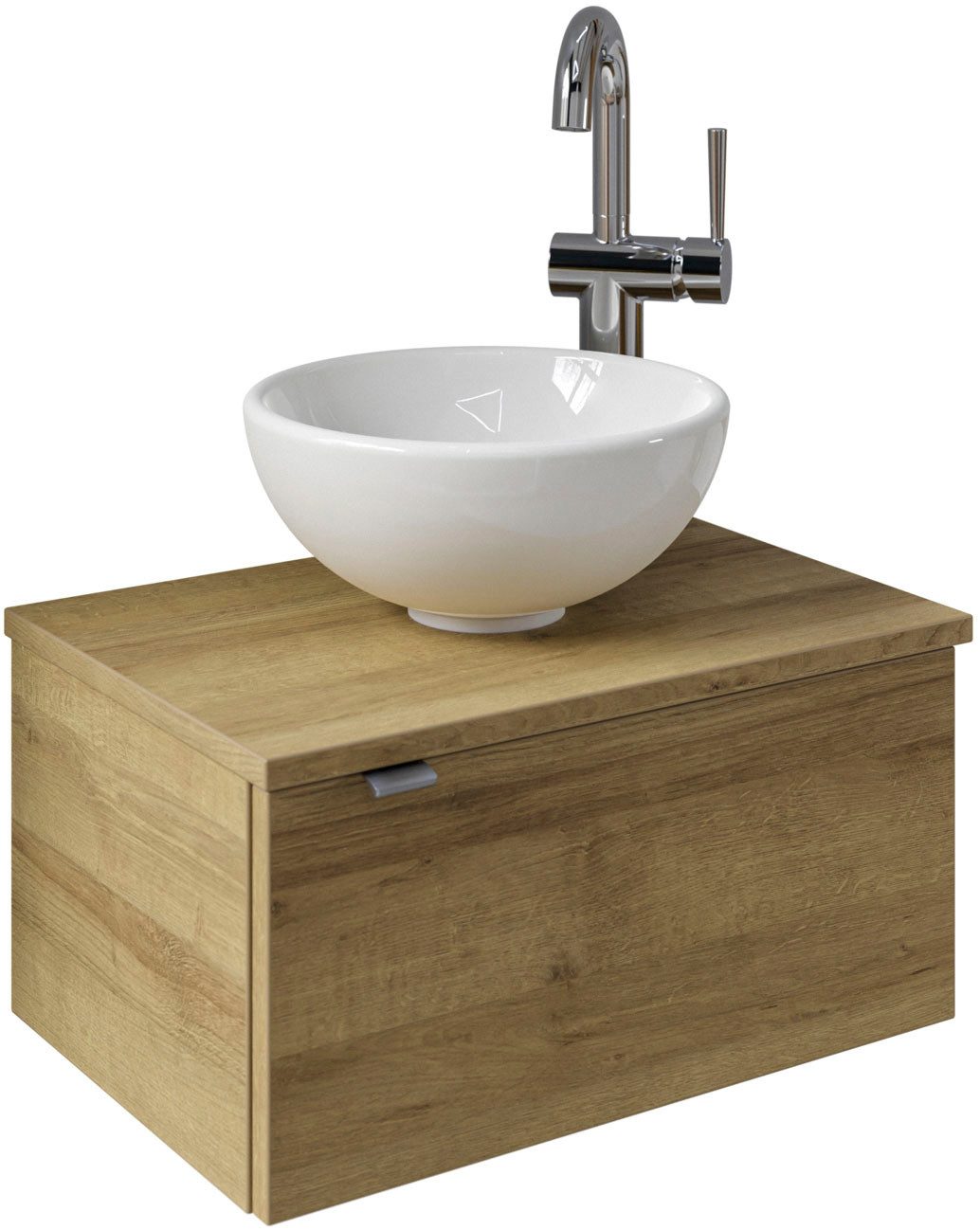 Saphir Waschtisch Serie 6915 Waschschale mit Unterschrank für Gästebad, Gäste WC (3-St., Keramik-Aufsatzbecken, Waschtischplatte, Waschtischunterschrank), 51 cm breit, 1 Tür, Waschtischplatte, kleine Bäder, ohne Armatur