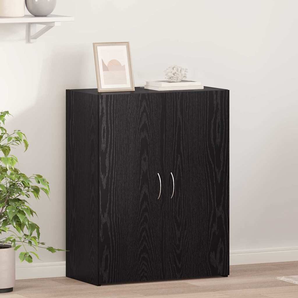 vidaXL Aktenschrank vidaXL Büroschrank Schwarz Eichen-Optik 70 x 32 x 77.5cm Holzwerkstoff