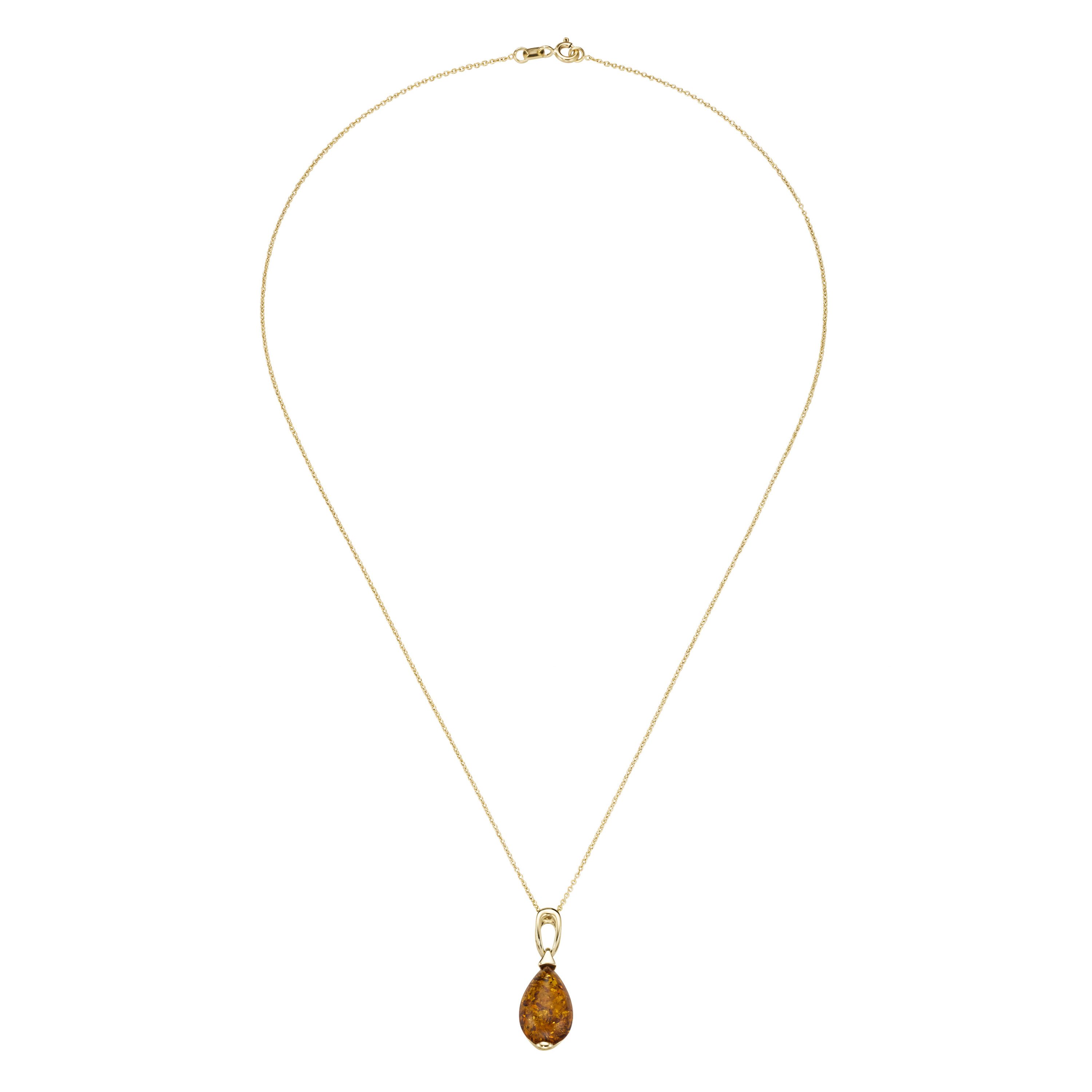 Luigi Merano Kette mit Anhänger Anhänger mit Bernstein, Gold 375