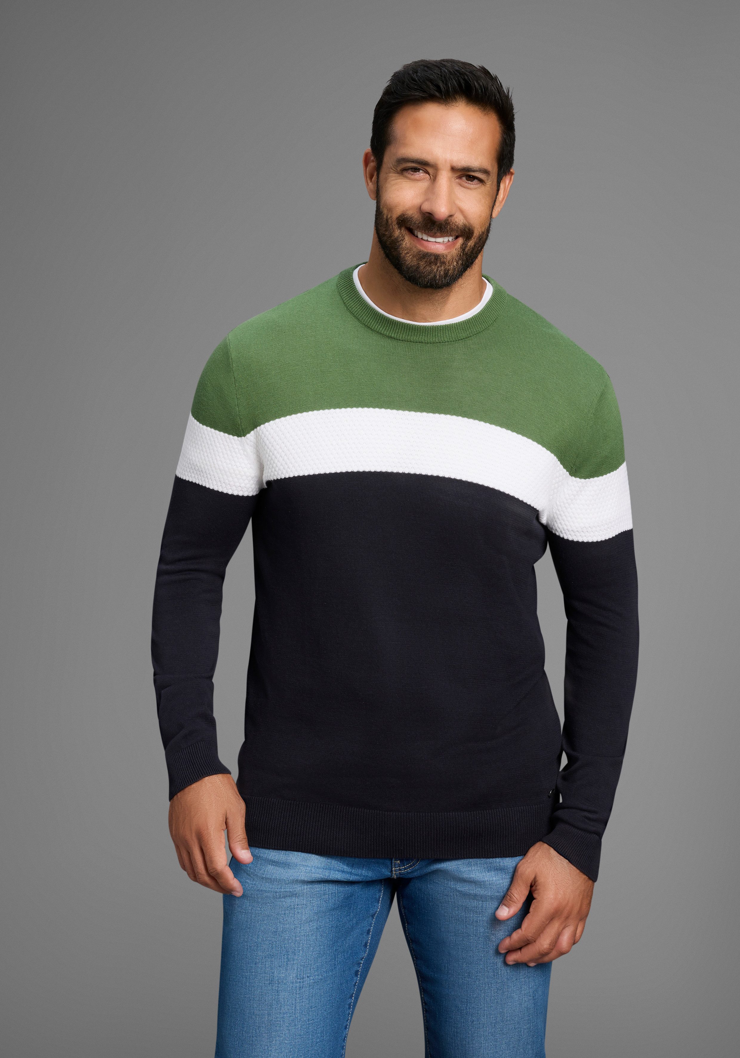 H.I.S Rundhalspullover neue Farben! Colorblocking, in günstig online kaufen