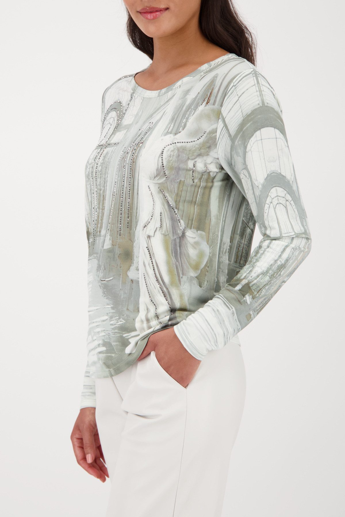 Monari Langarmshirt Shirt Gallery allover Regular fit mit Rundhalsausschnitt