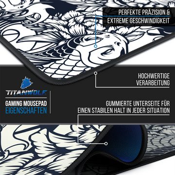 Titanwolf Gaming Mauspad XXXL Speed Mousepad 1200 x 600 x 3 mm, große Schreibtischauflage, rutschfest, abwaschbar, Geschwindigkeit & Präzision, Kois