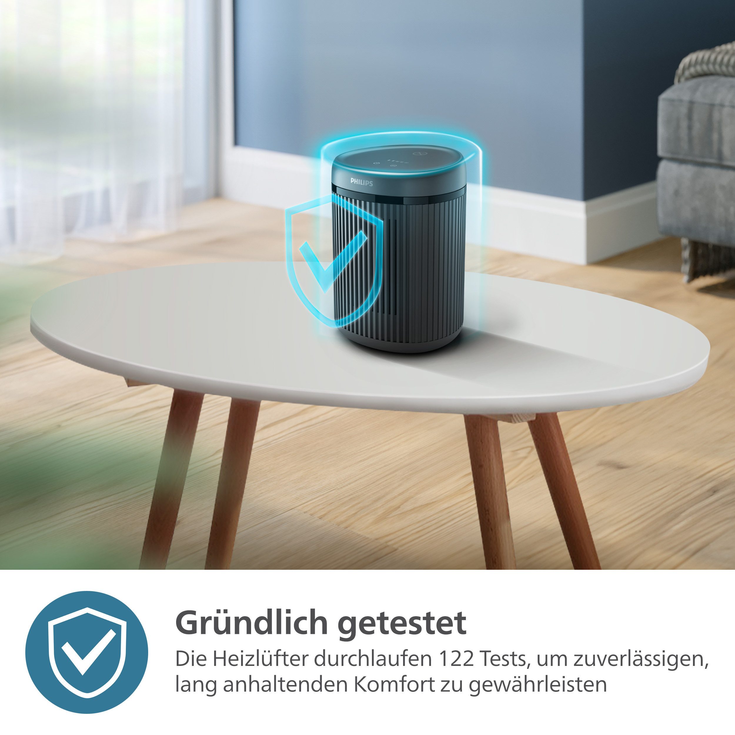 Philips Heizlüfter aus Keramik, Kompakt 2000 Series CX2120/01, spart bis zu 25 % Energie, 1500 W, mit schnellem Aufheizen in nur 2 Sekunden, extrem leise – Bild 4 von 5
