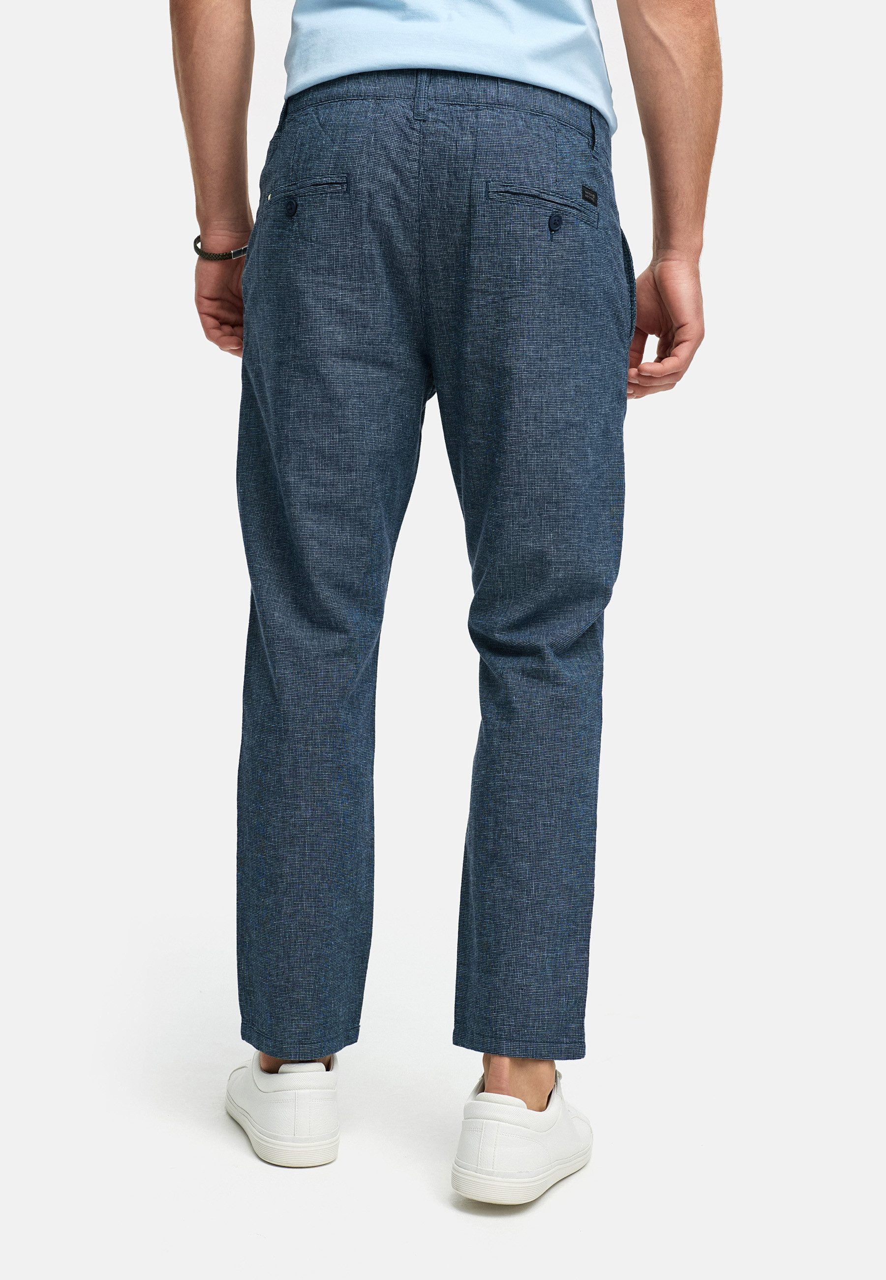 Indicode Leinenhose Herren INNandos Sommerhose Leinen Herrenhose mit elastischem Bund mit Knopf- und Reißverschluss