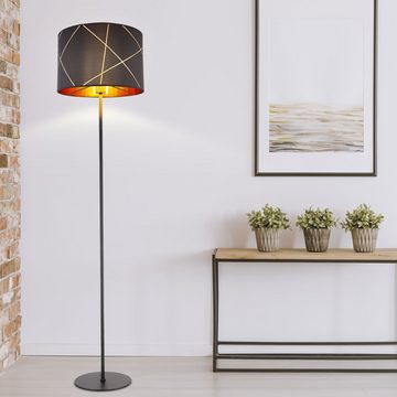 etc-shop Stehlampe, Leuchtmittel nicht inklusive, Standlampe Stehleuchte schwarz gold E27 Stehlampe Stoff