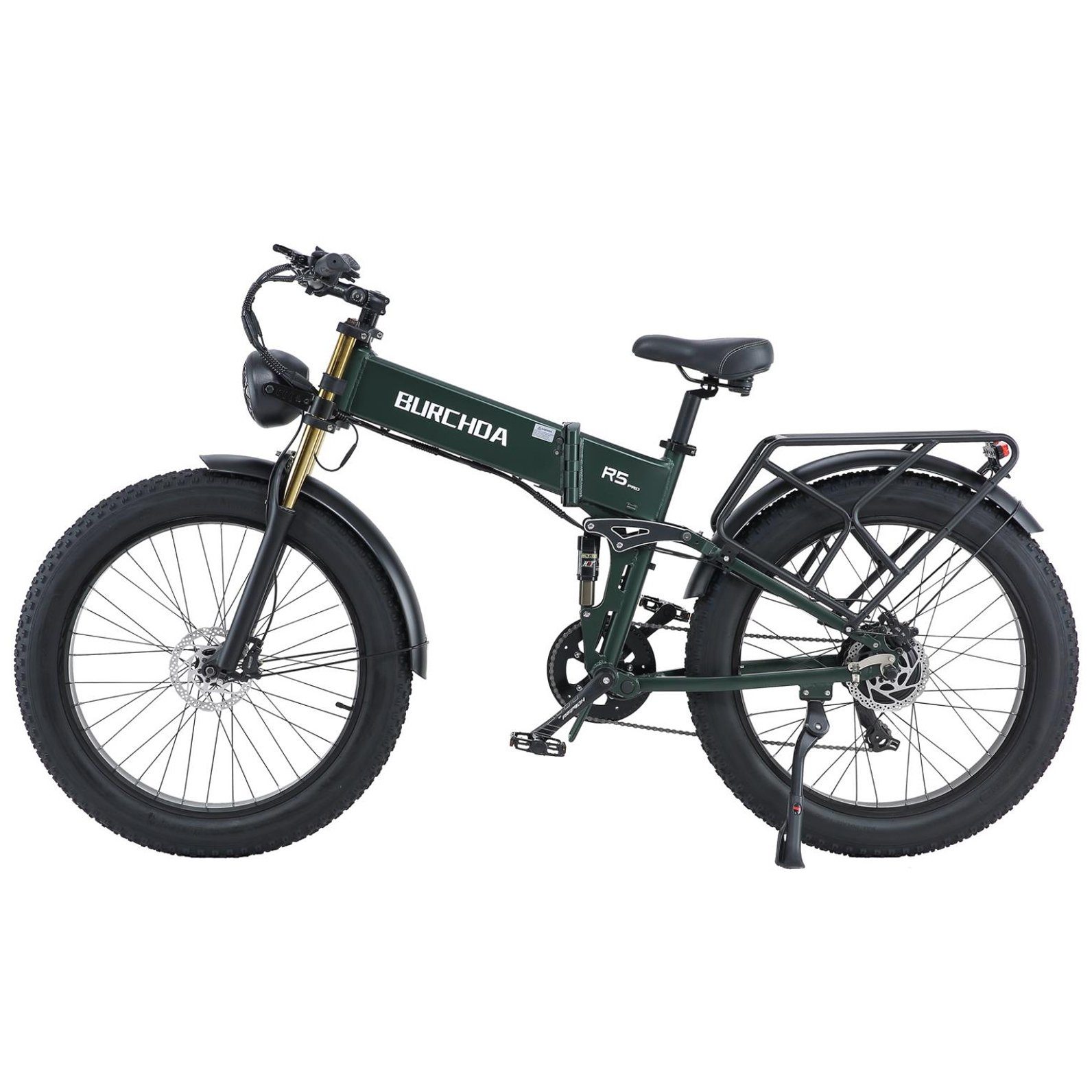 Fangqi E-Bike 26zoll E-Mountainbike,SHIMANO 8 Gang,48V/20AH,Bluetooth, Heckmotor, 960 Wh Nabendynamo, (Faltbares All-Terrain-Mountain-E-Bike), Farbinstrument, Bluetooth, Ladeloch Grün