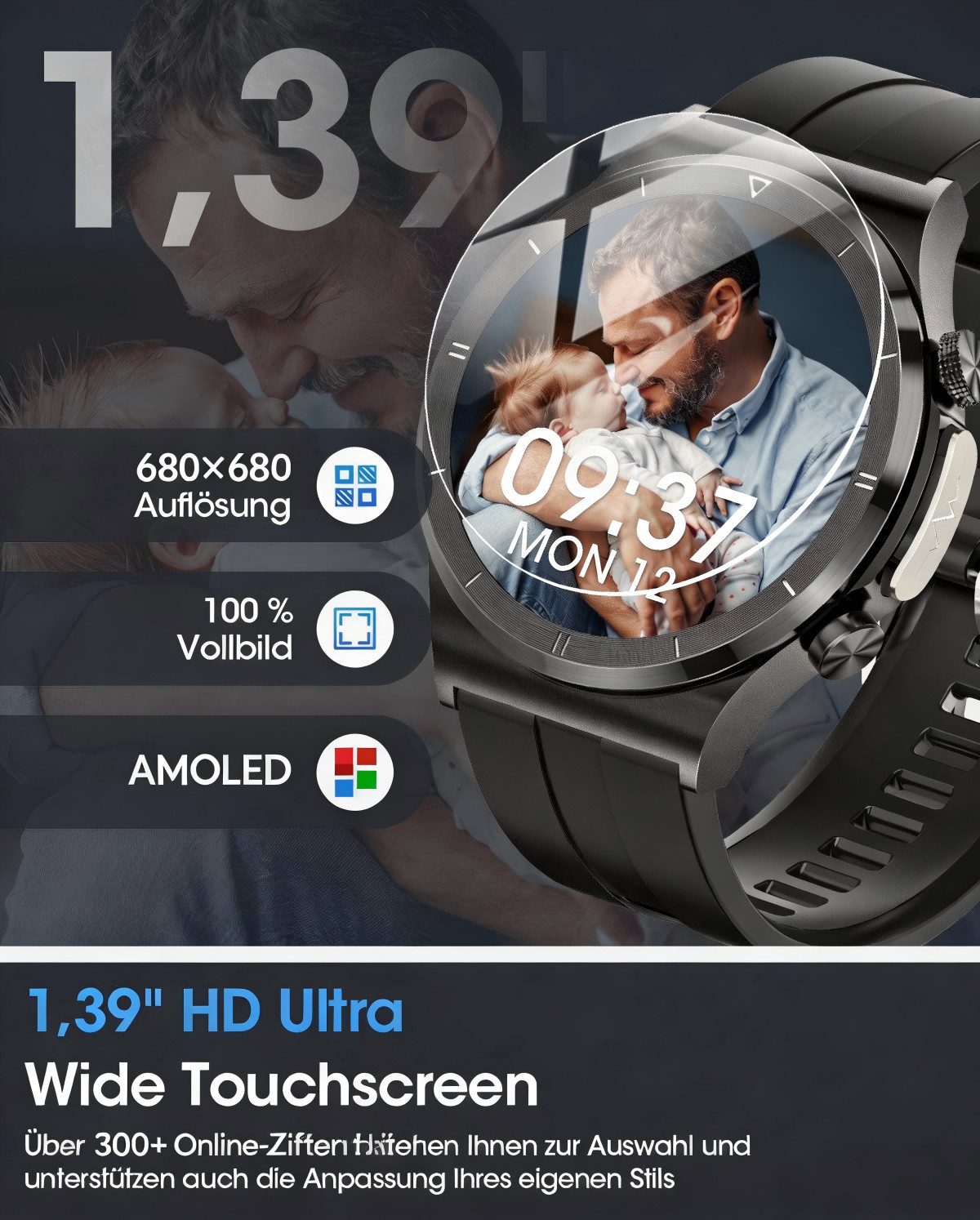 SWGOTA Smartwatch Herren mit ʙʟᴜᴛᴢᴜᴄᴋᴇʀ/EKG+PPG/Blutdruck/BMI-Überwachung Smartwatch (3.53 cm/1.39 Zoll) IP68 Wasserdichter Smartwatch Herren Militar mit 120+ Sportmodi, austauschbaren Armbänder, 2026Fitnesstracker mit Herzfrequenz/SpO2/ɴɪᴄʜᴛ-ɪɴᴠᴀɪᴠᴇ ʙʟᴜᴛᴢᴜᴄᴋᴇʀᴍᴇᴜɴɢ