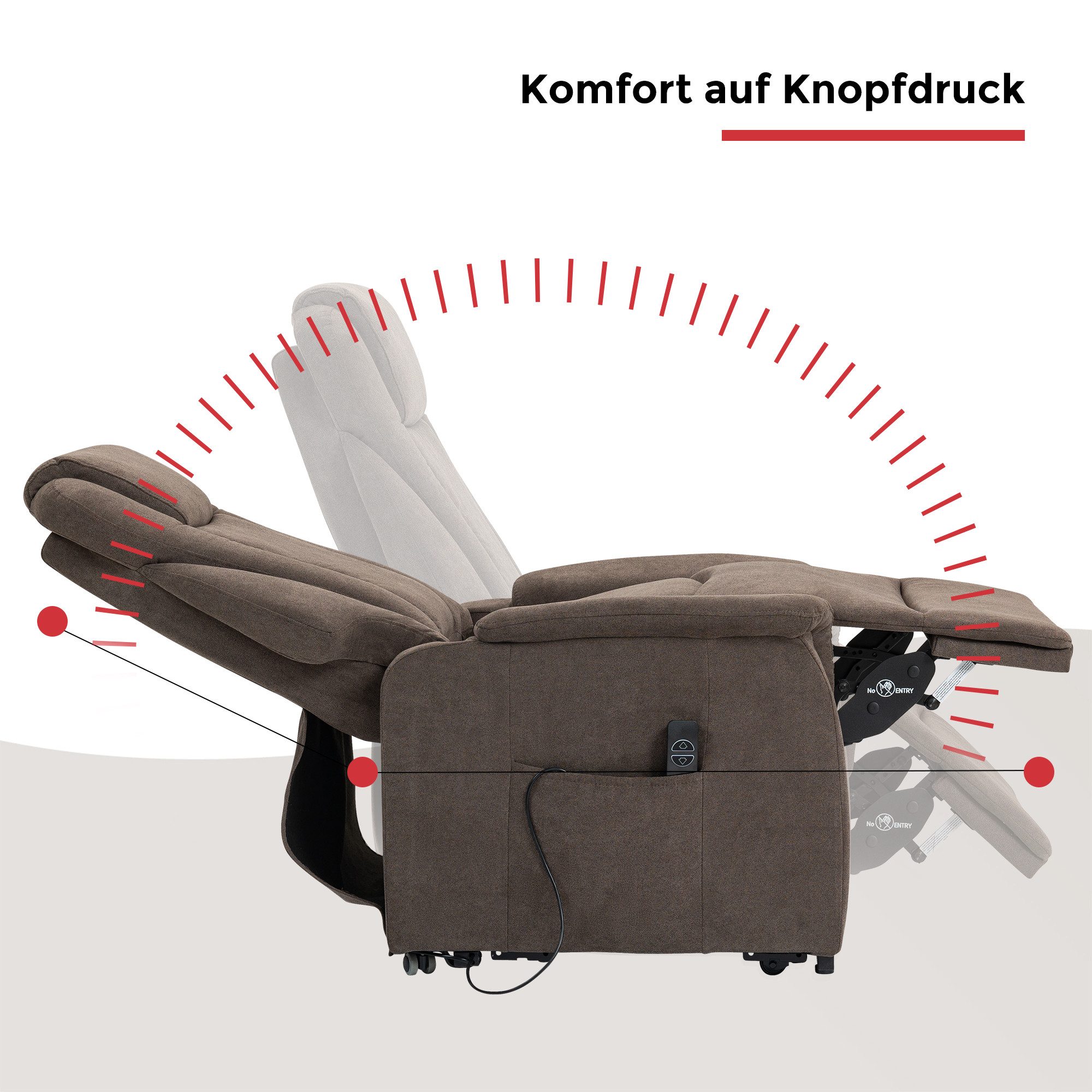 Duo Collection TV-Sessel Toronto XXL mit elektrischer Aufstehhilfe und Relaxfunktion, bis 150kg belastbar, Taschenfederkern, Stahlwellenunterfederung – Bild 5 von 5