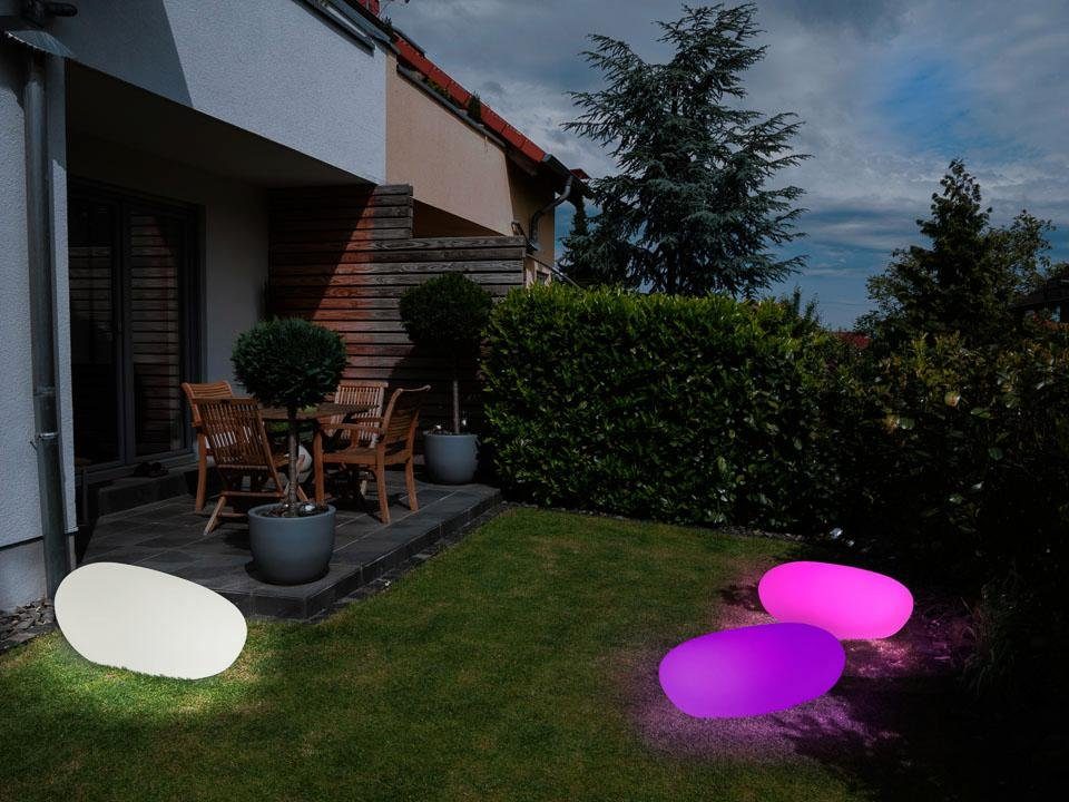 LED Gartenleuchte Farbwechsel, integriert Steinleuchte, BONETTI LED fest