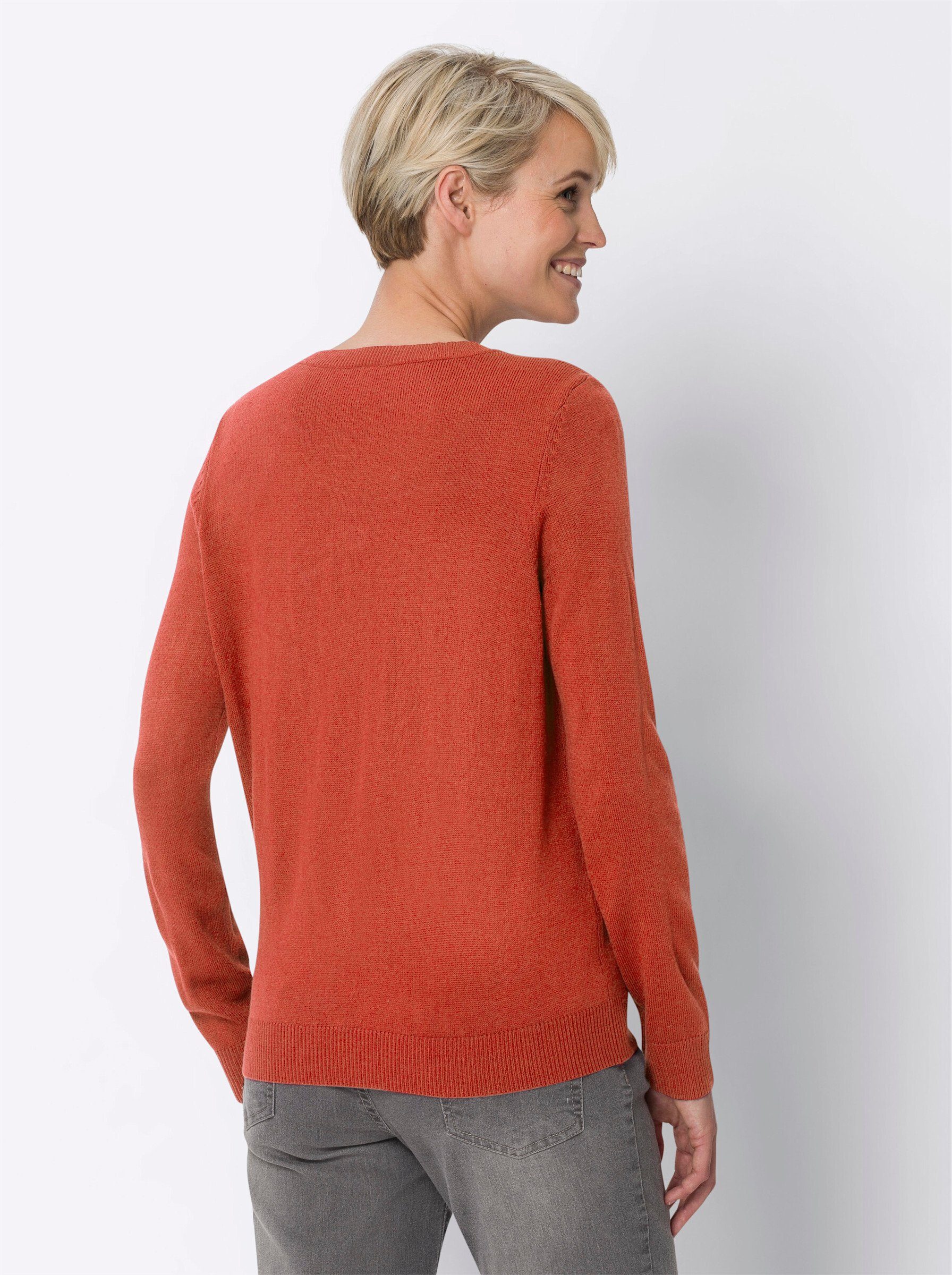 Sieh an! Strickpullover Rundhals-Pullover Langarm Jersey mit gerippten Absc günstig online kaufen