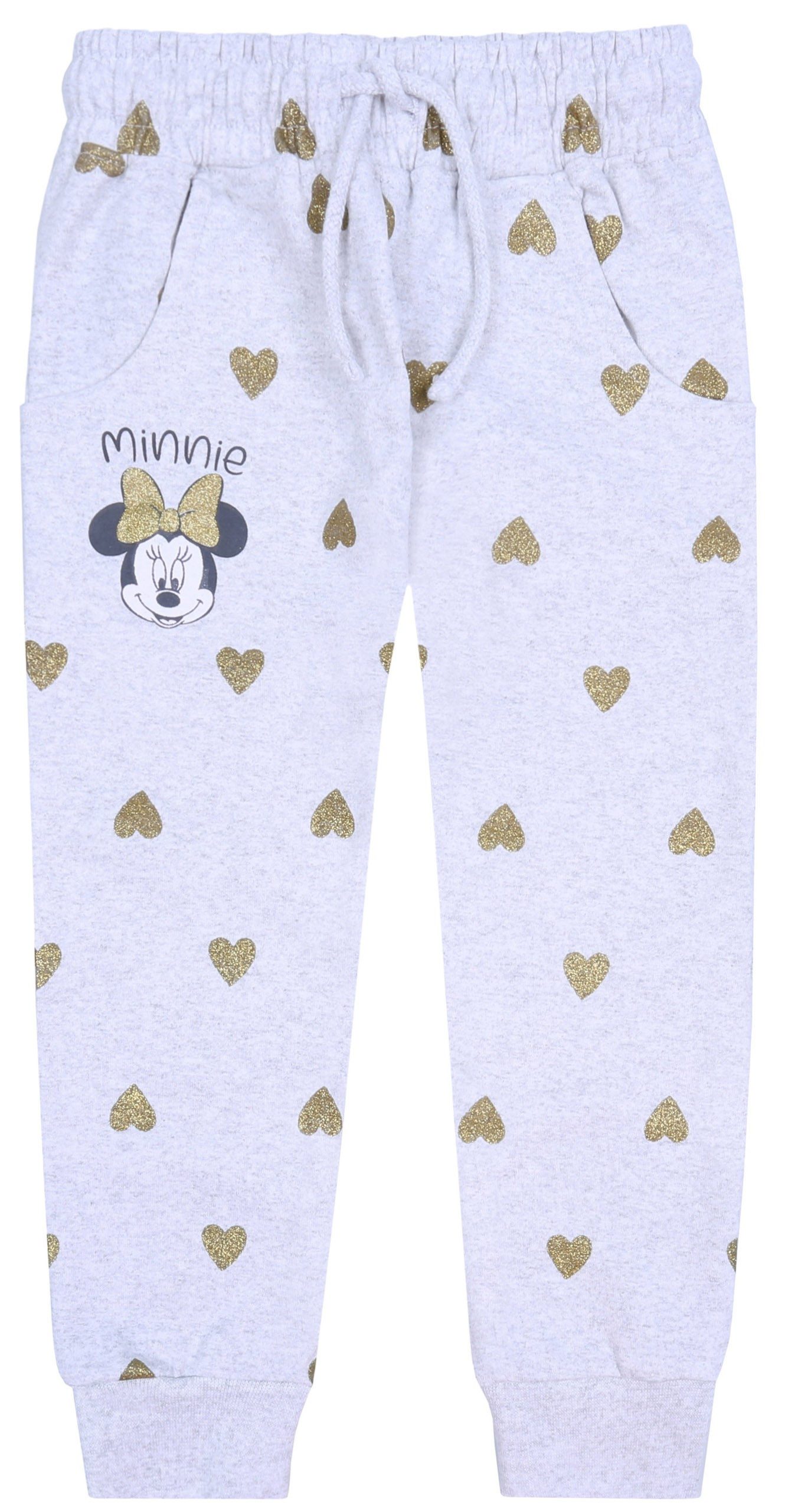 Sarcia.eu Sweathose Graue Jogginghose, goldenen Herzen gemustert MINNIE MOUSE 7-8 Jahre