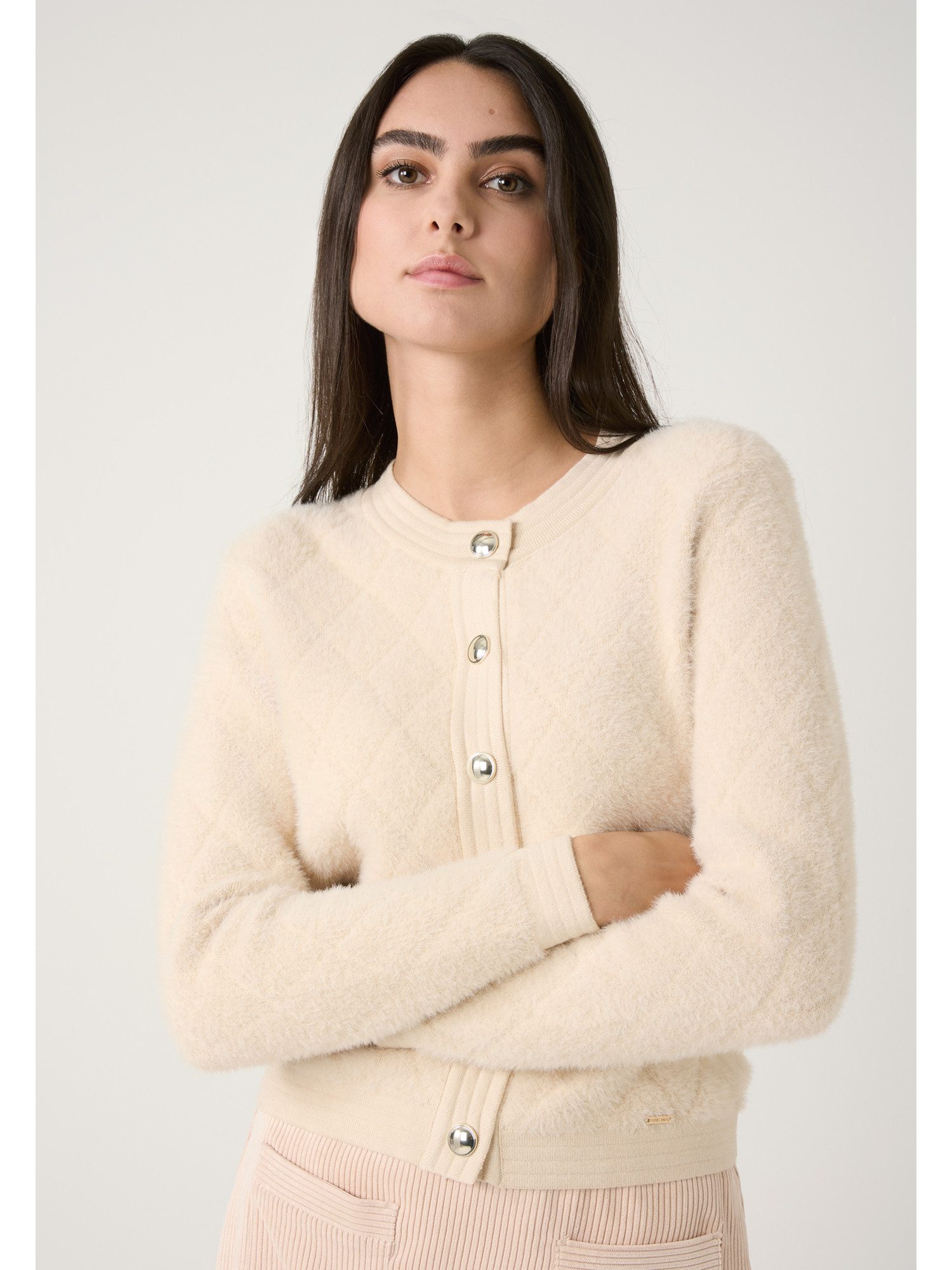 MORE&MORE Cardigan kuschelige Fell-Strickjacke günstig online kaufen