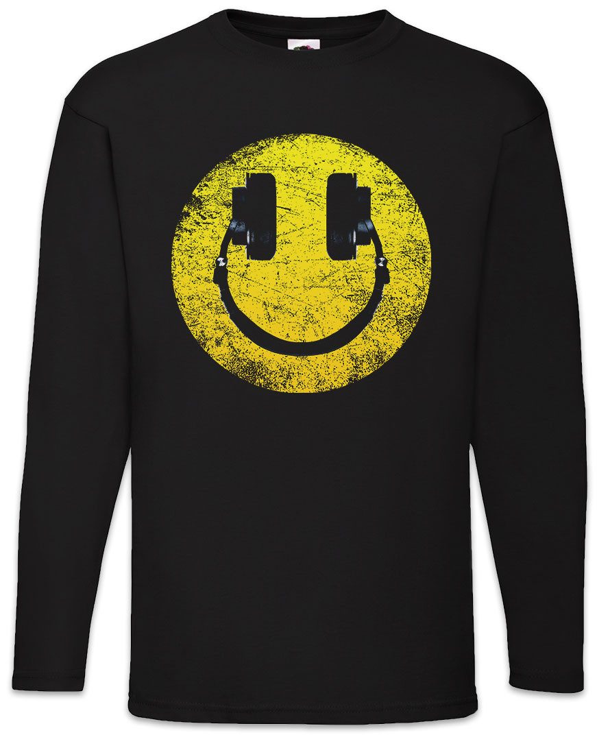 Langarmshirt Headphones Smile Langarm T-Shirt Dj Disco Electro Techno Rave Club Rap