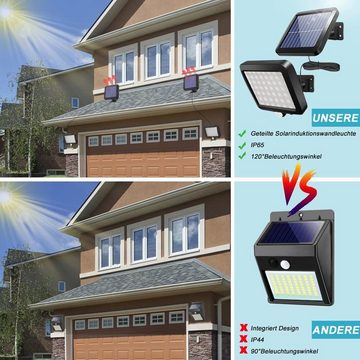 DTC GmbH LED Solarleuchte Solarlampen für Außen, 56 LEDs Solarleuchten 120° Solar Wandleuchte, mit Bewegungsmelder, IP65 Wasserdichte Garten Sicherheitswandleuchte