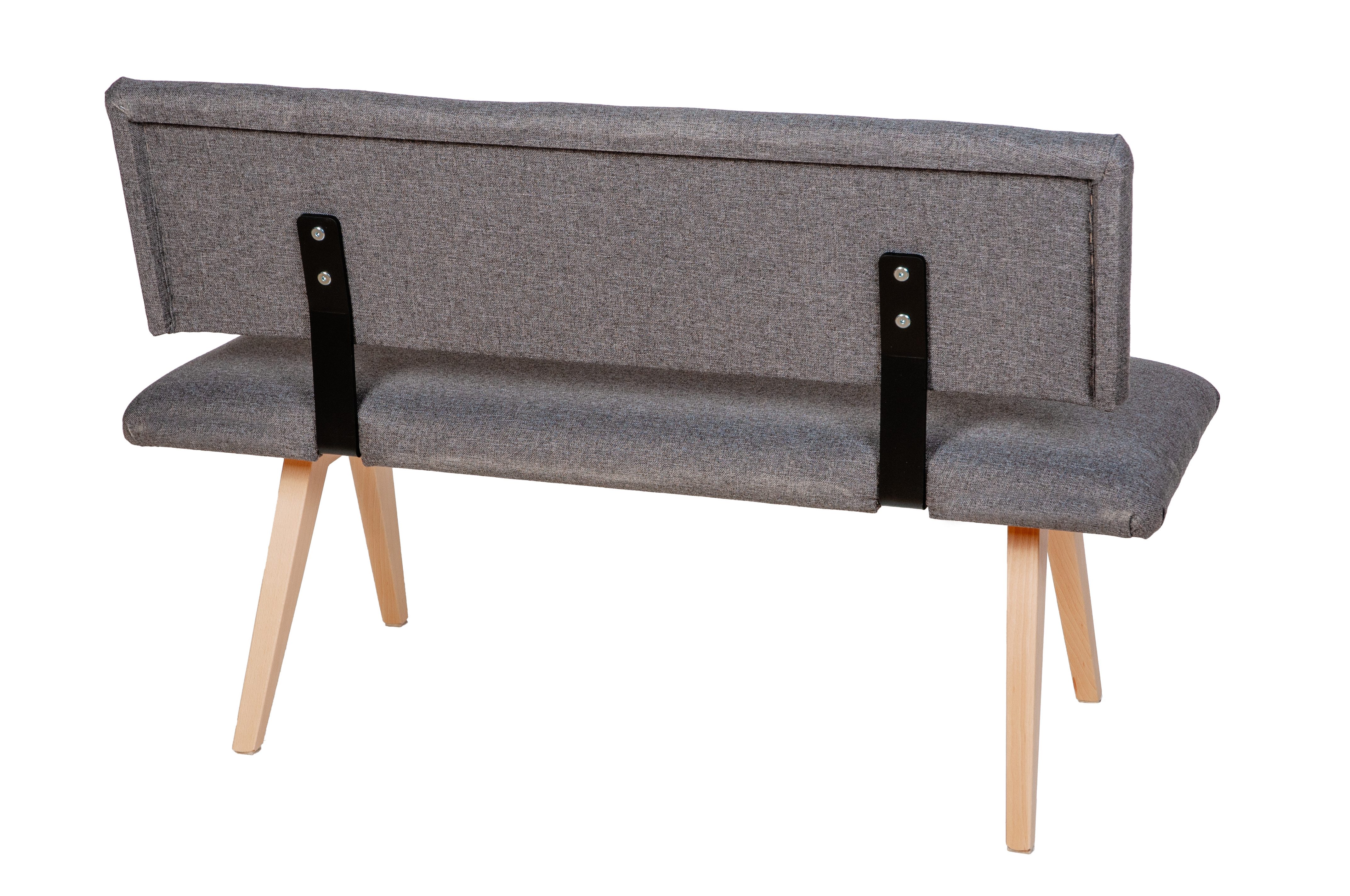 kundler home Sitzbank mit Polster, Esszimmerbank mit Rückenlehne 'Die Natürliche' L125cm, Aus Massivholz Buche