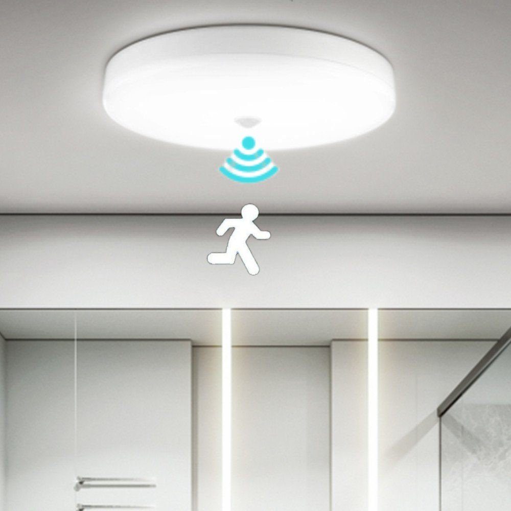 TEHAUX LED Deckenlampe Mit Bewegungsmelder - Rundes Sensorlicht Für Flur, Treppenhaus & Bad