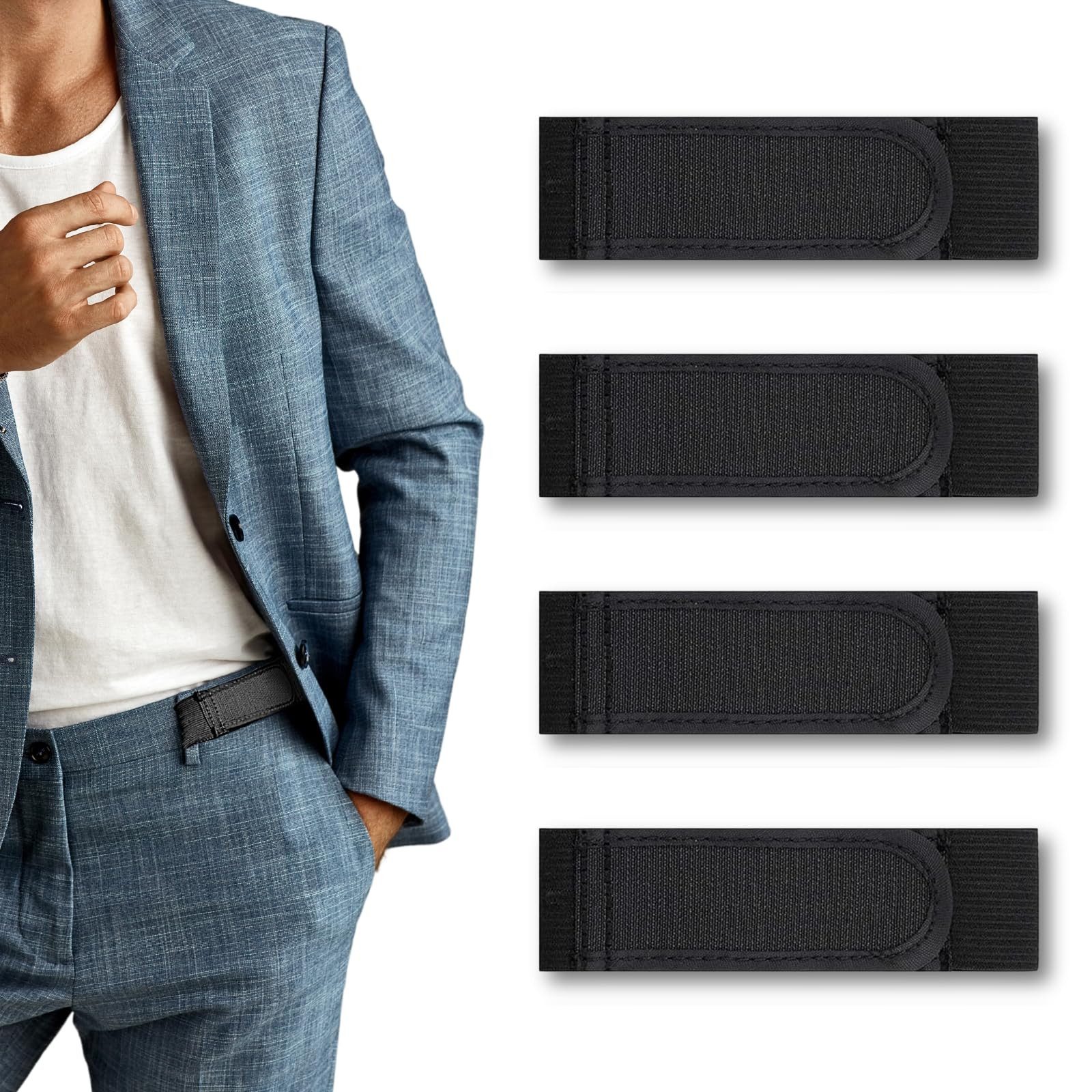 FOUORTUNATE-BEE Gürtelschnalle 4er Set Gürtel ohne Schnalle, Verstellbarer Elastikgürtel Unisex (4-St) Für Alltag, Reisen, Sport und Arbeit, Unsichtbarer Stretchgürtel