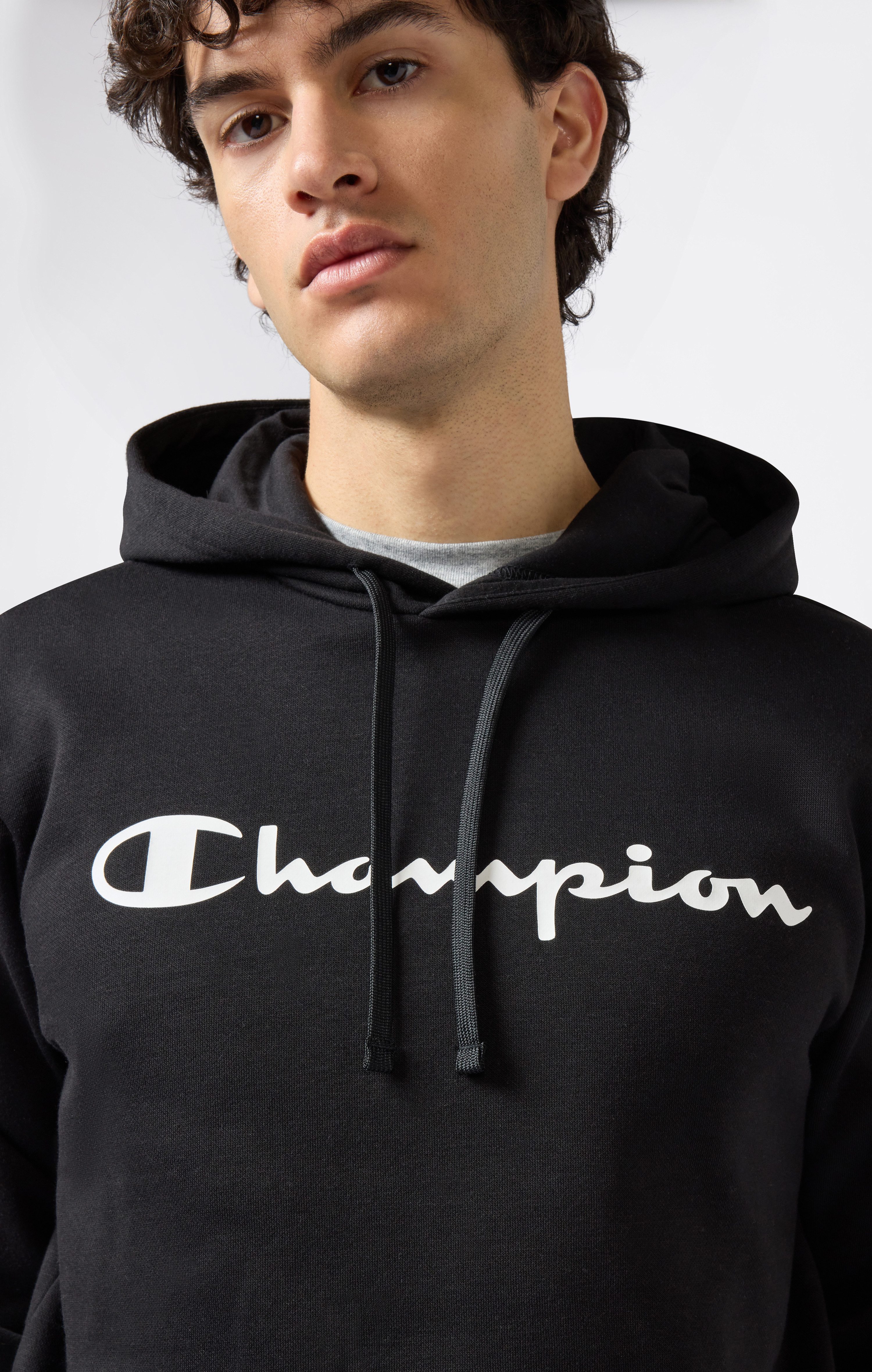 Champion Kapuzensweatshirt BASICS Fleece Hoodie Large Logo Kapuzensweatshirt, Langarm, aus Baumwolle und Polyester