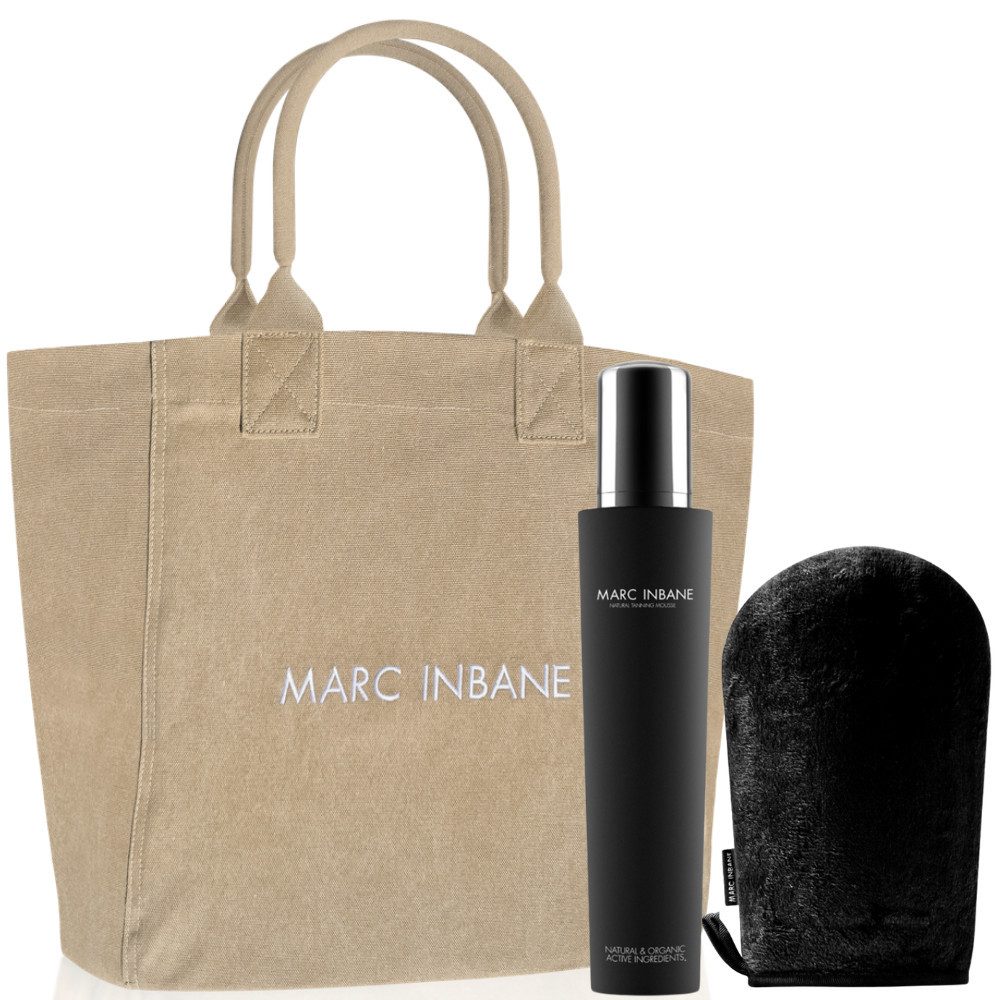 MARC INBANE Selbstbräunungsmousse Natural Tanning Mousse + Tanning Glove & exklusiver Tasche, 3-tlg., mit Hyaluronsäure
