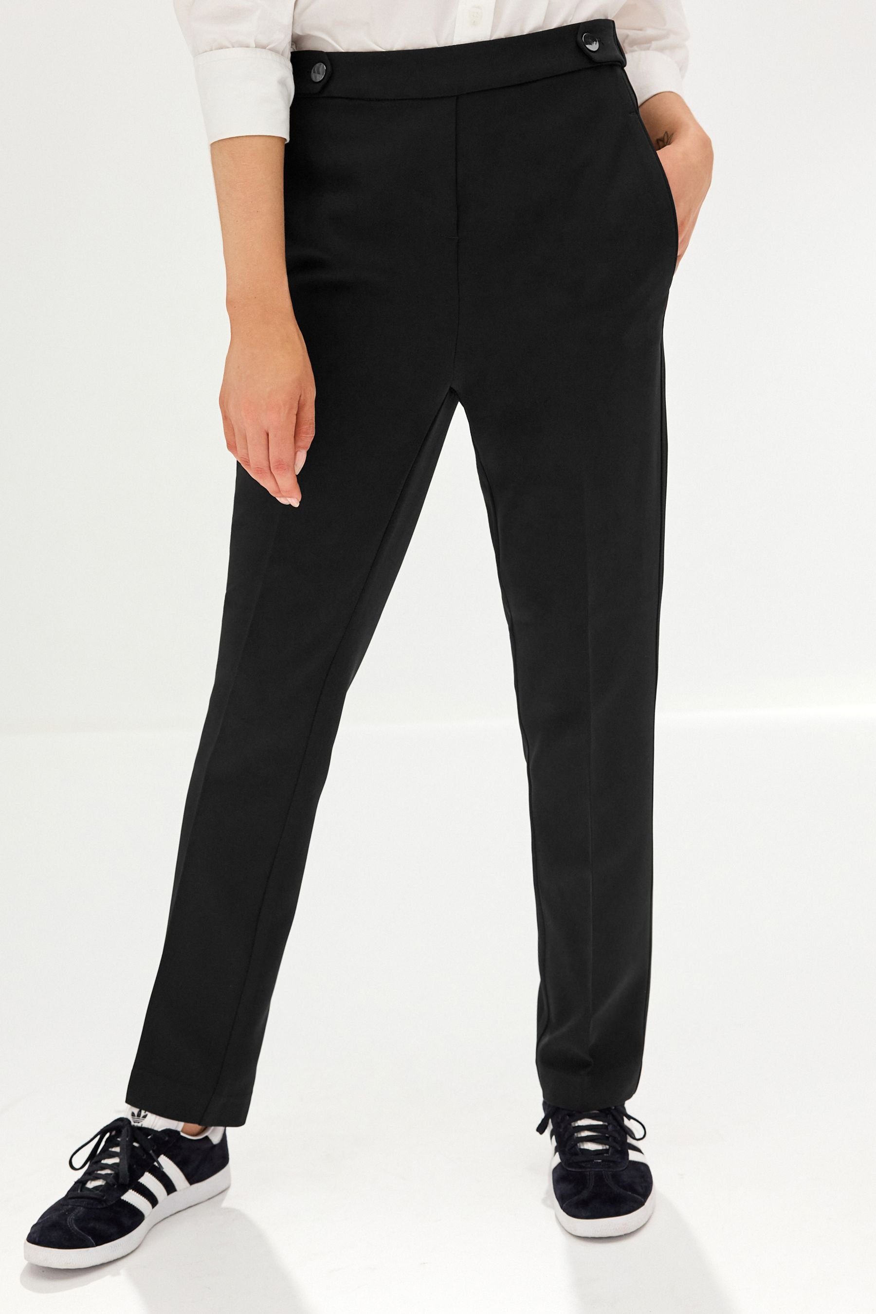 Next Dehnbund-Hose Hose mit geradem Bein und elastischem Rückenbund (1-tlg) Black